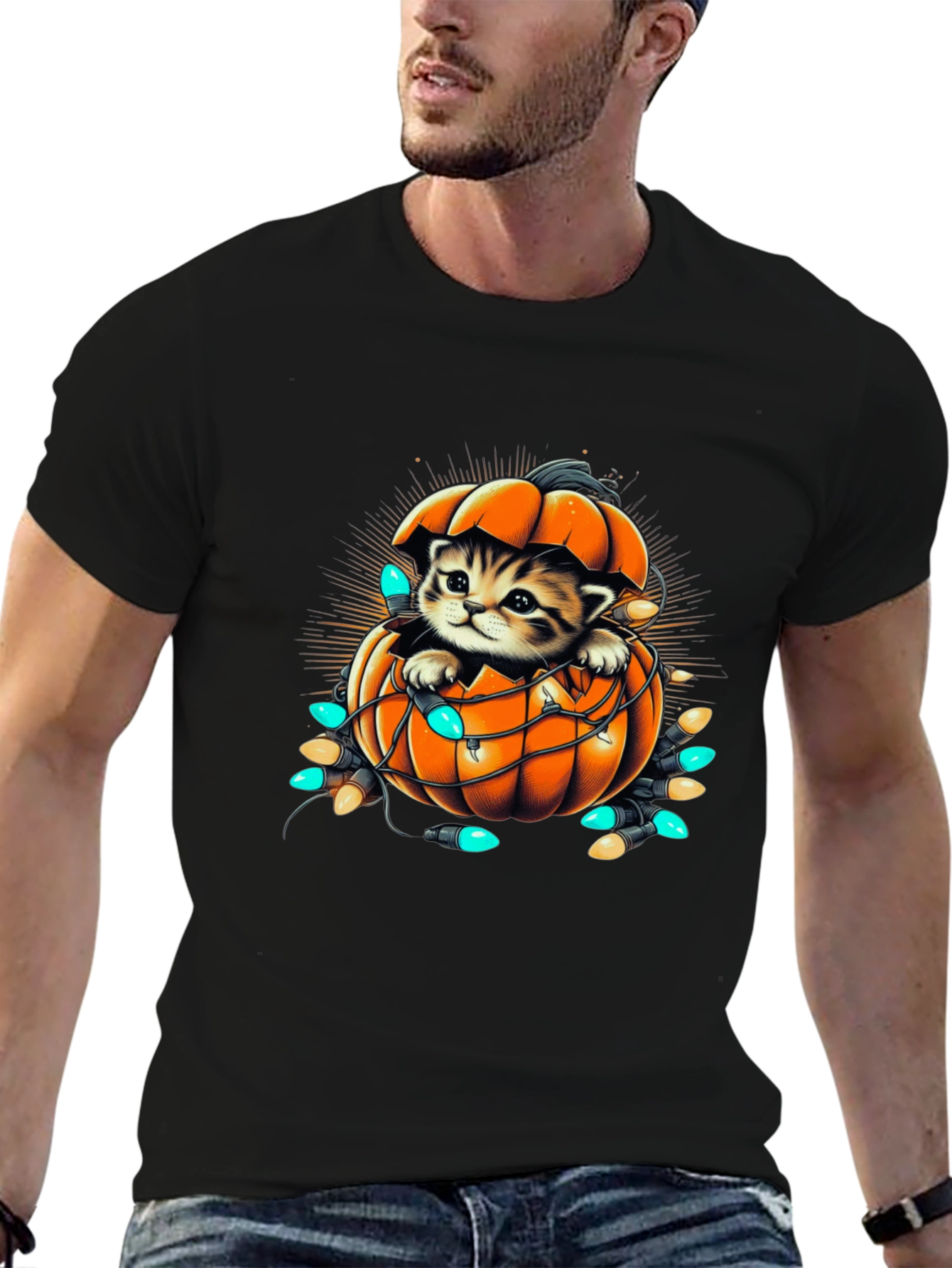 Cute Kitten Pumpkin Halloween T-Shirt