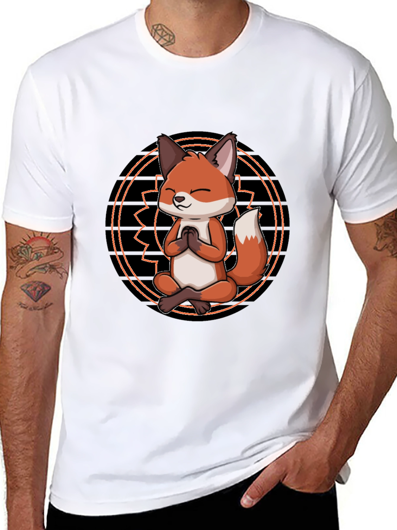 Yoga Fox Graphic Tee - Meditating Animal Print
