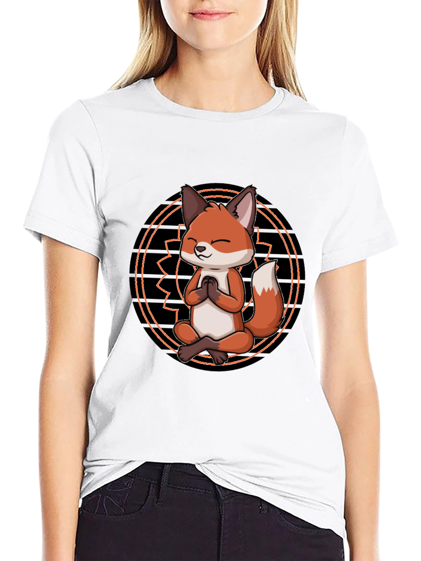 Yoga Fox Graphic Tee - Meditating Animal Print