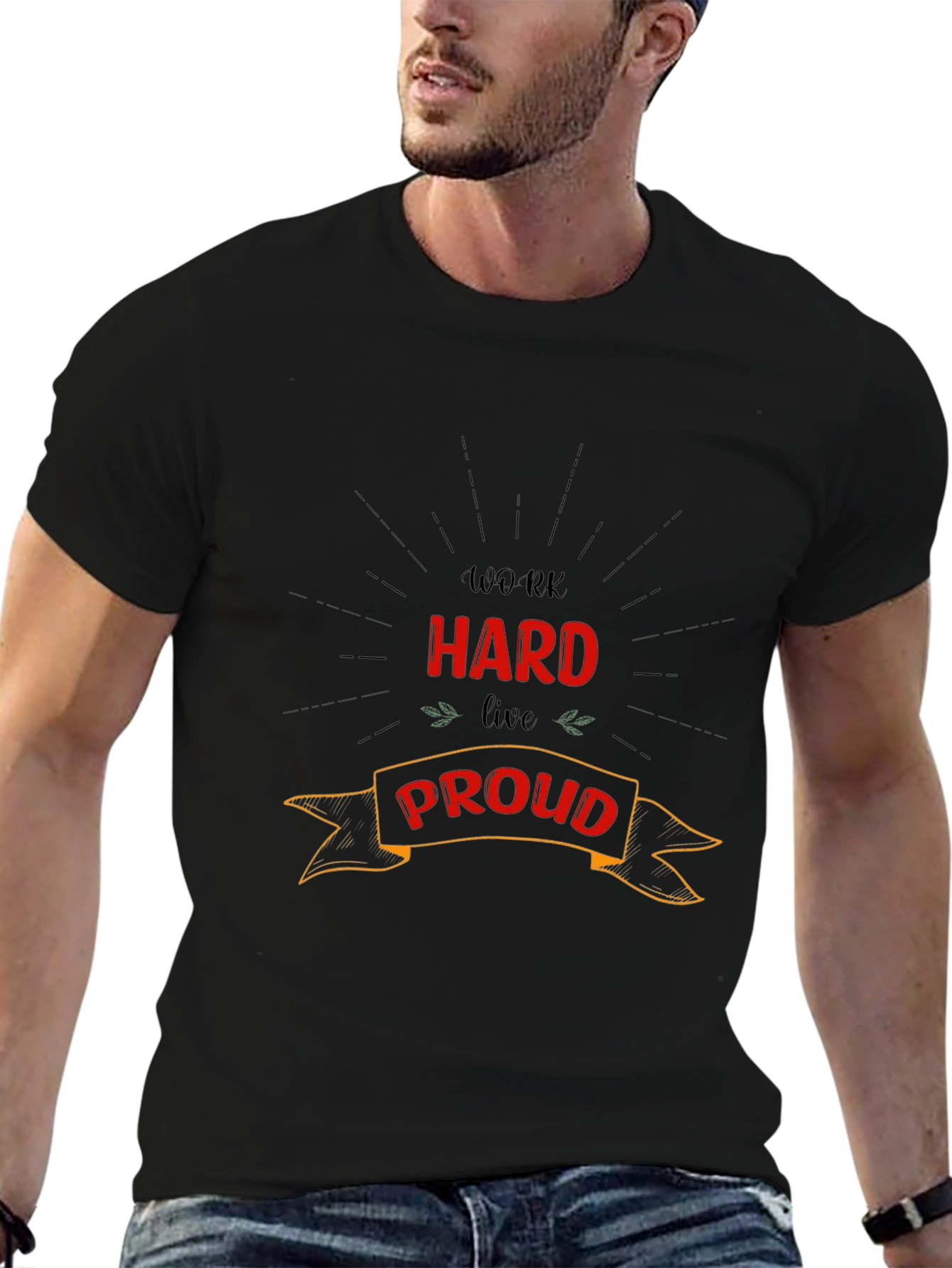 Work Hard Live Proud Graphic Tee - Black