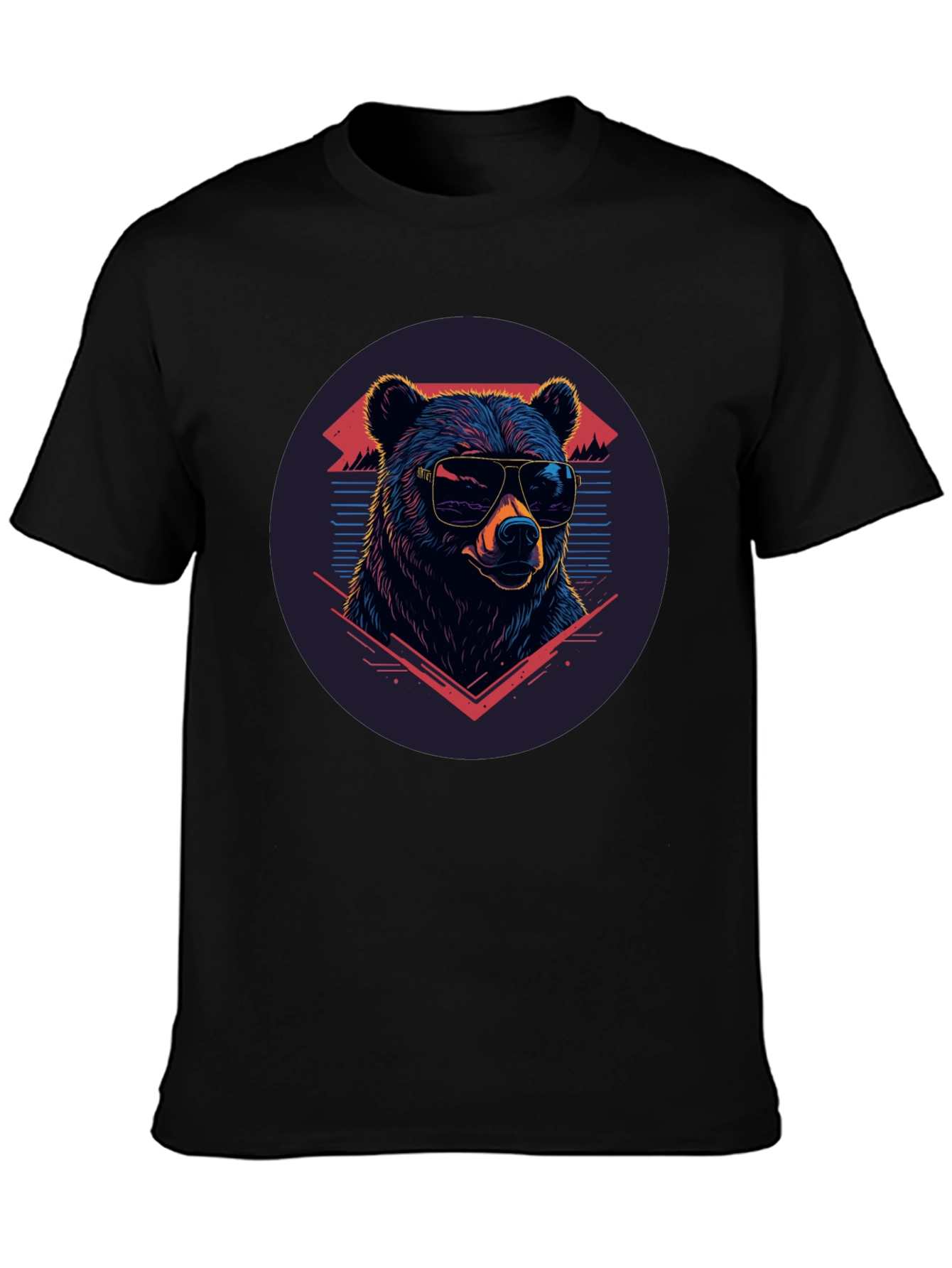 Cool Bear Graphic Tee - Retro Style Black T-Shirt