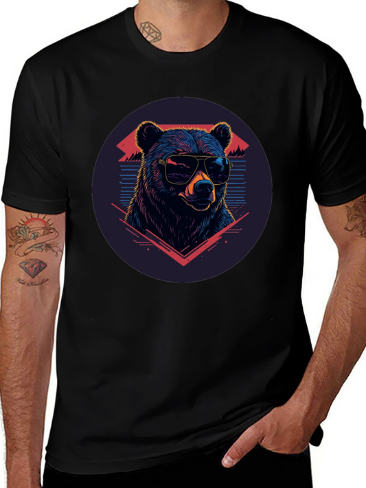 Cool Bear Graphic Tee - Retro Style Black T-Shirt