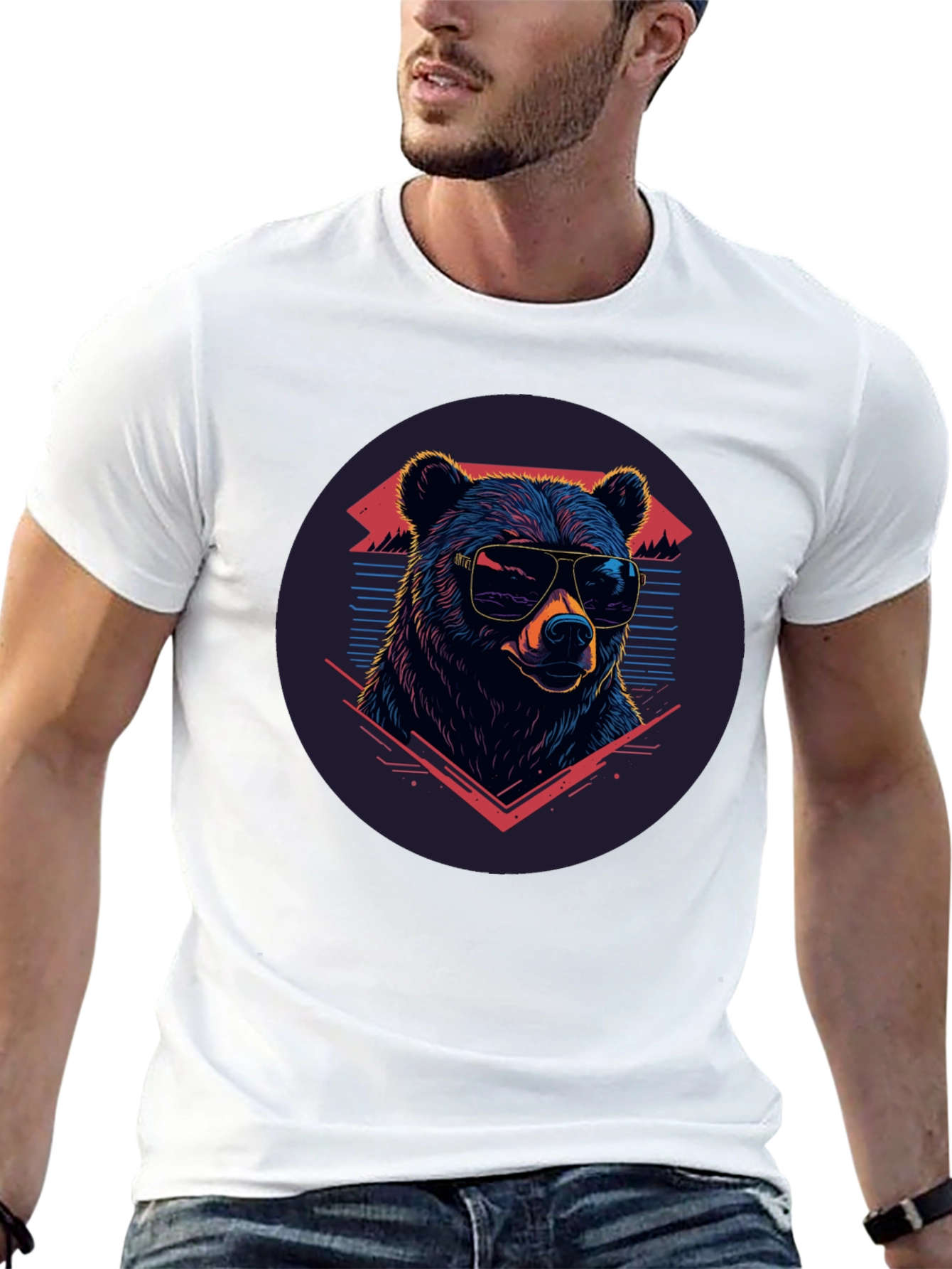 Cool Bear Graphic Tee - Retro Style Black T-Shirt