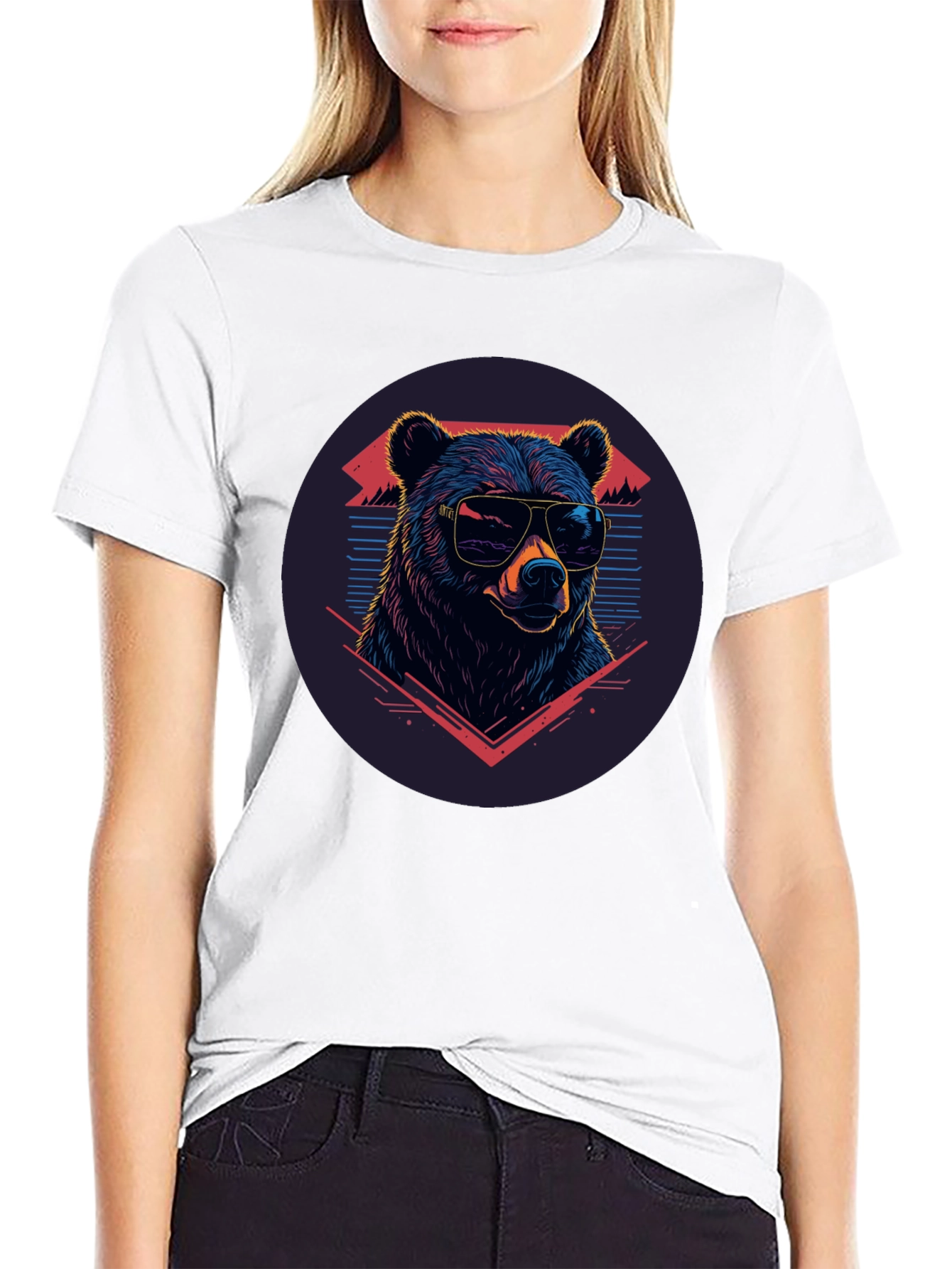 Cool Bear Graphic Tee - Retro Style Black T-Shirt