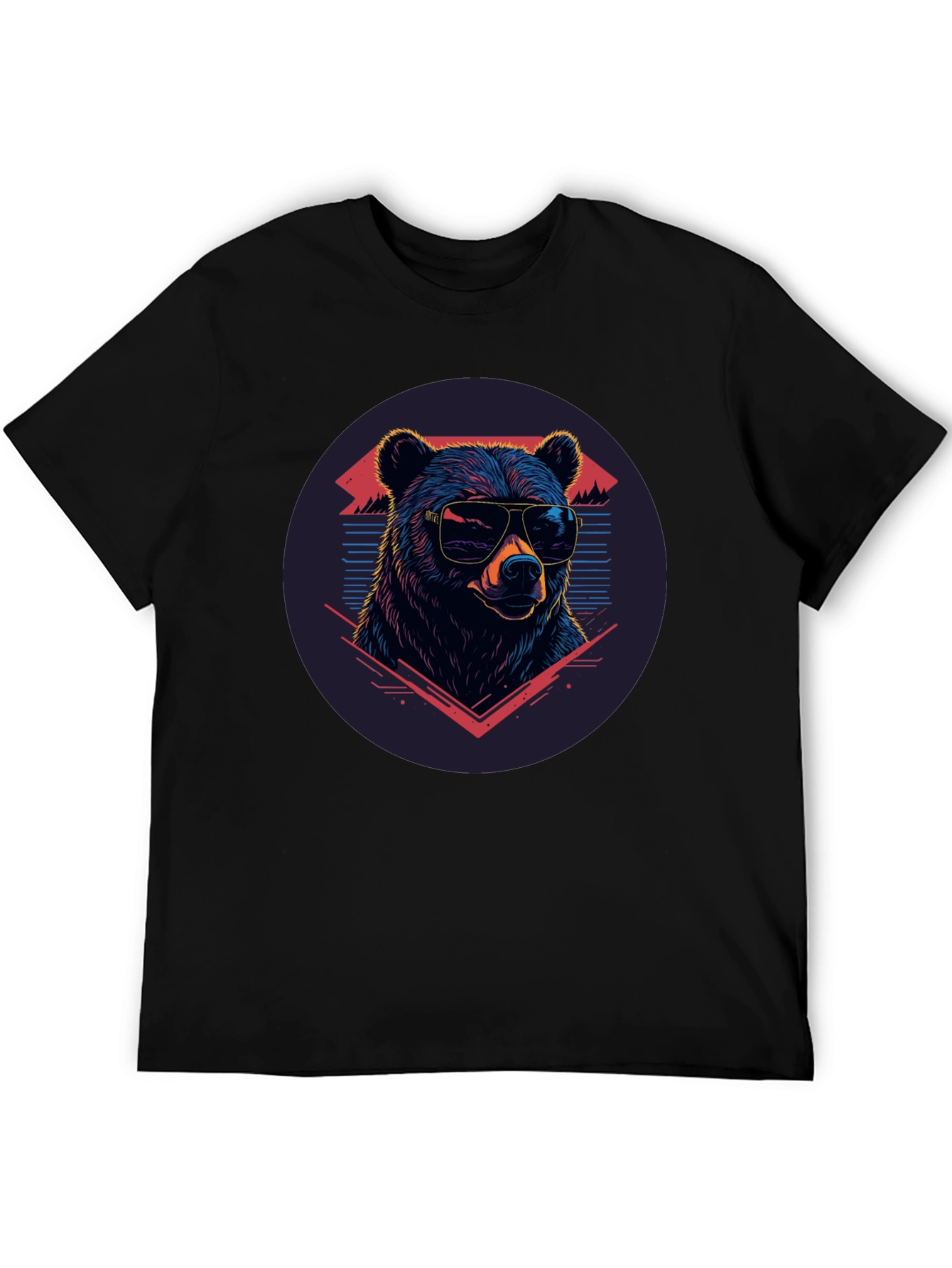 Cool Bear Graphic Tee - Retro Style Black T-Shirt