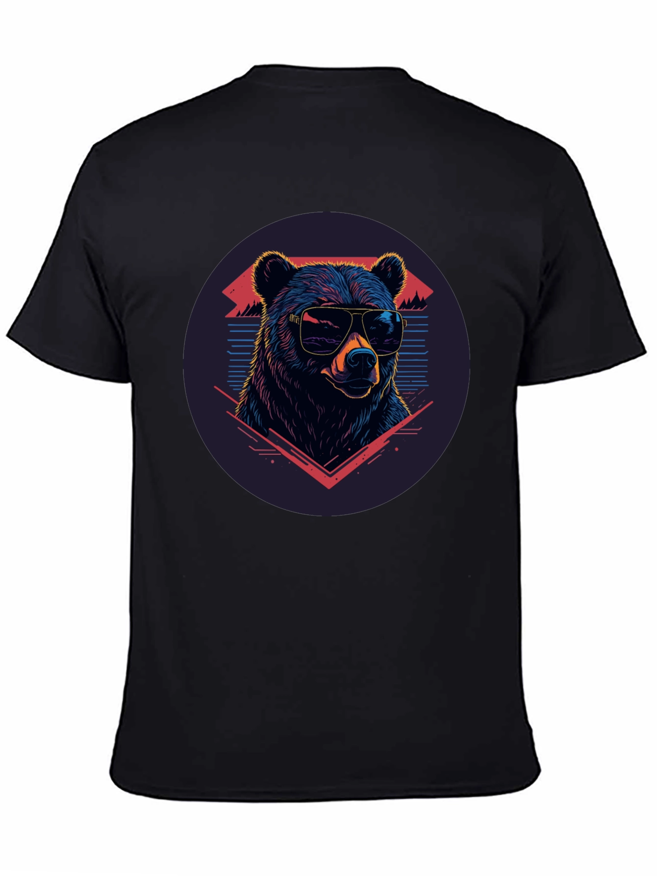 Cool Bear Graphic Tee - Retro Style Black T-Shirt