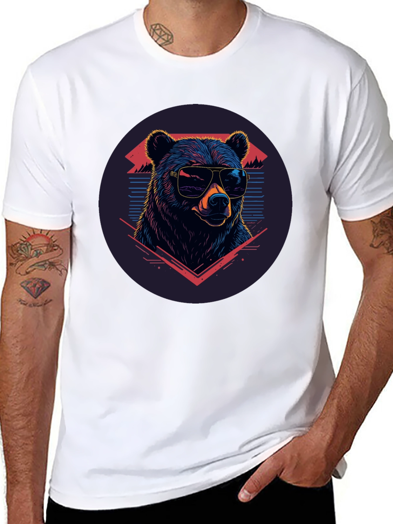 Cool Bear Graphic Tee - Retro Style Black T-Shirt