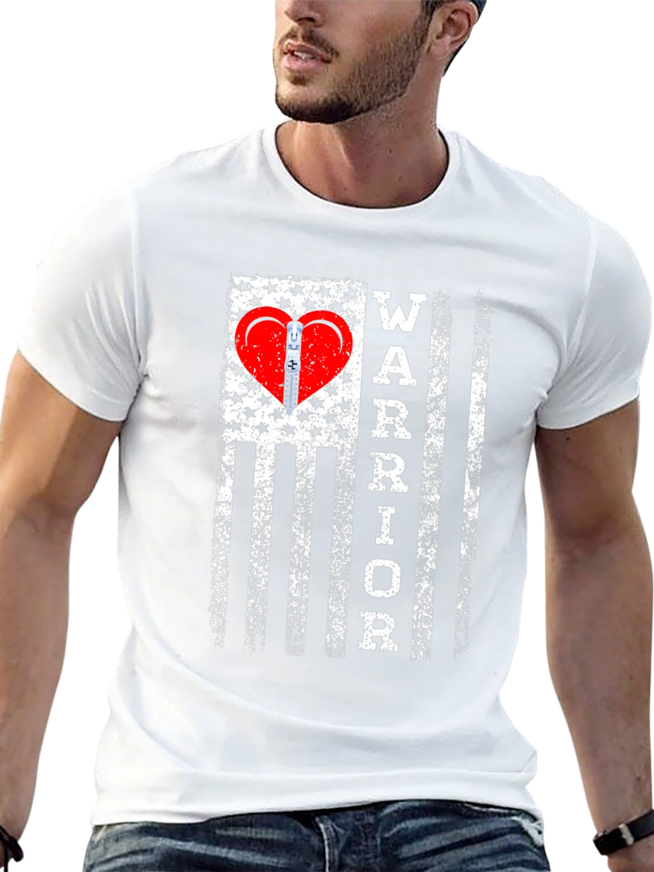 Warrior Heart Zipper T-Shirt - Mens