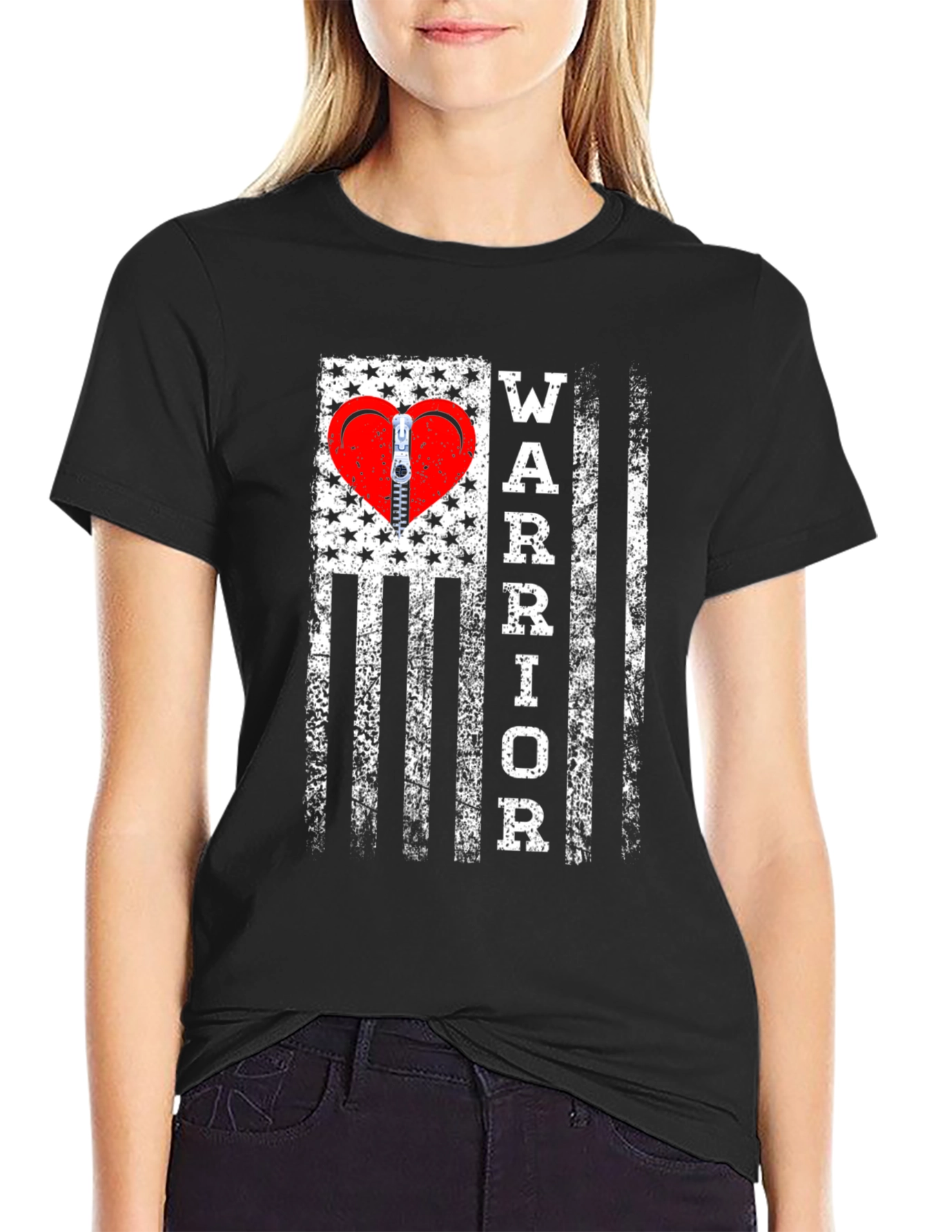 Warrior Heart Zipper T-Shirt - Mens