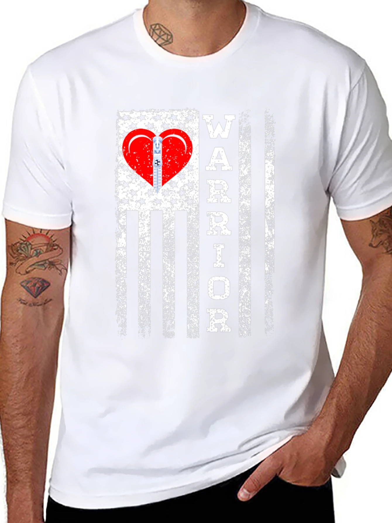 Warrior Heart Zipper T-Shirt - Mens