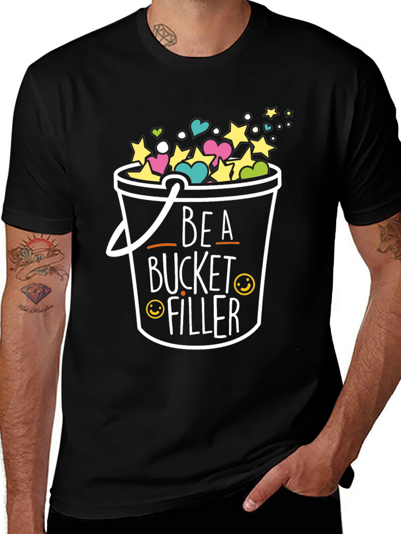 Be A Bucket Filler T-Shirt Black Crew Neck