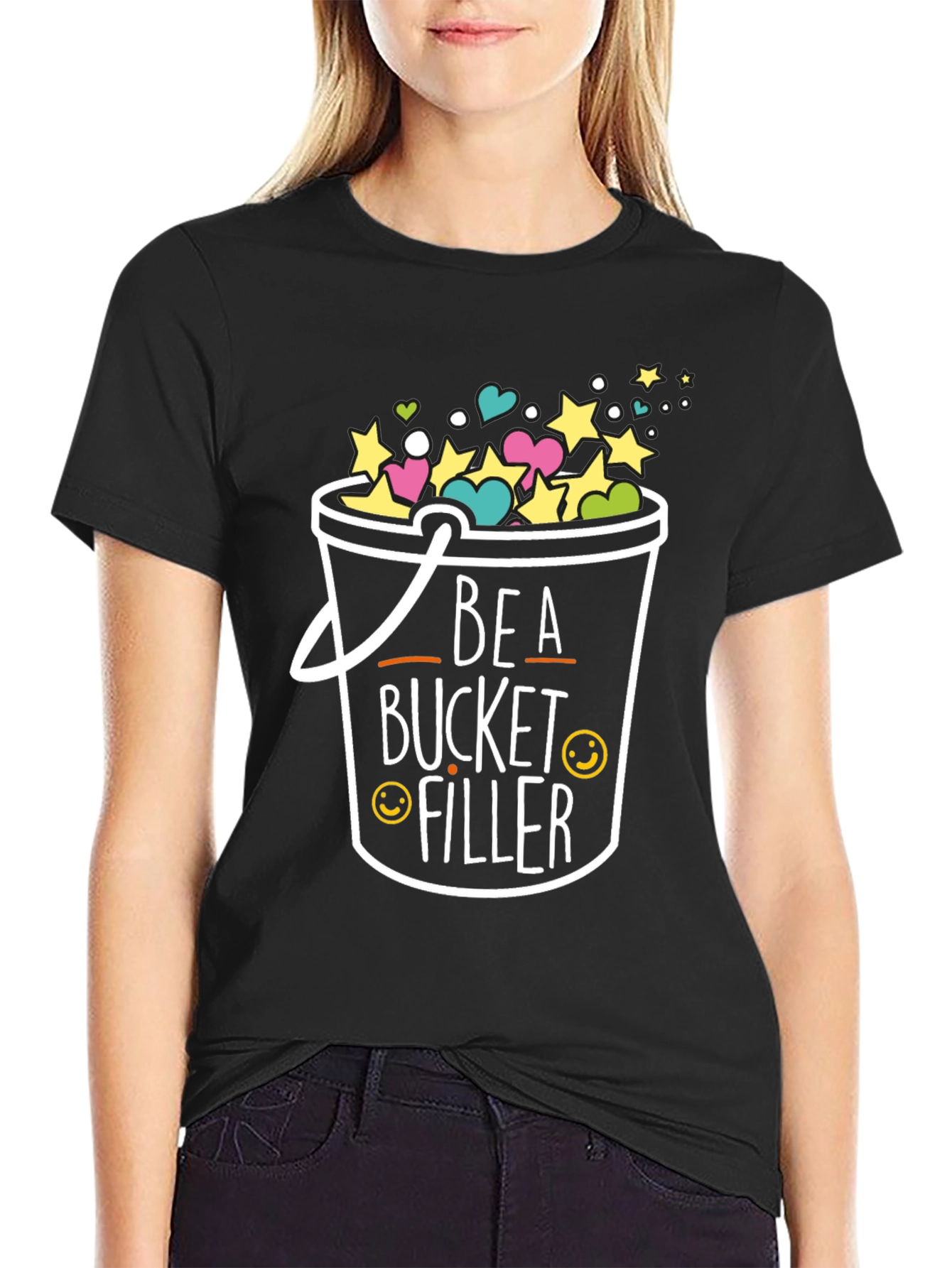 Be A Bucket Filler T-Shirt Black Crew Neck
