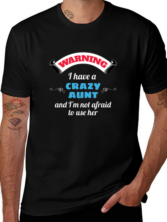 Warning Crazy Aunt Graphic Tee - Novelty T-Shirt