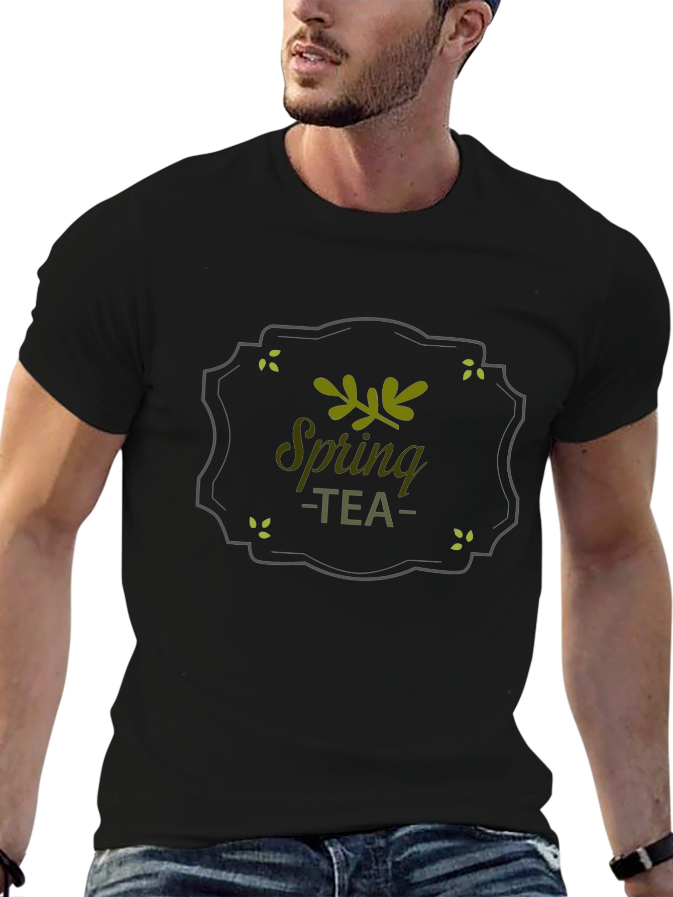 Spring Tea Graphic T-Shirt - Black