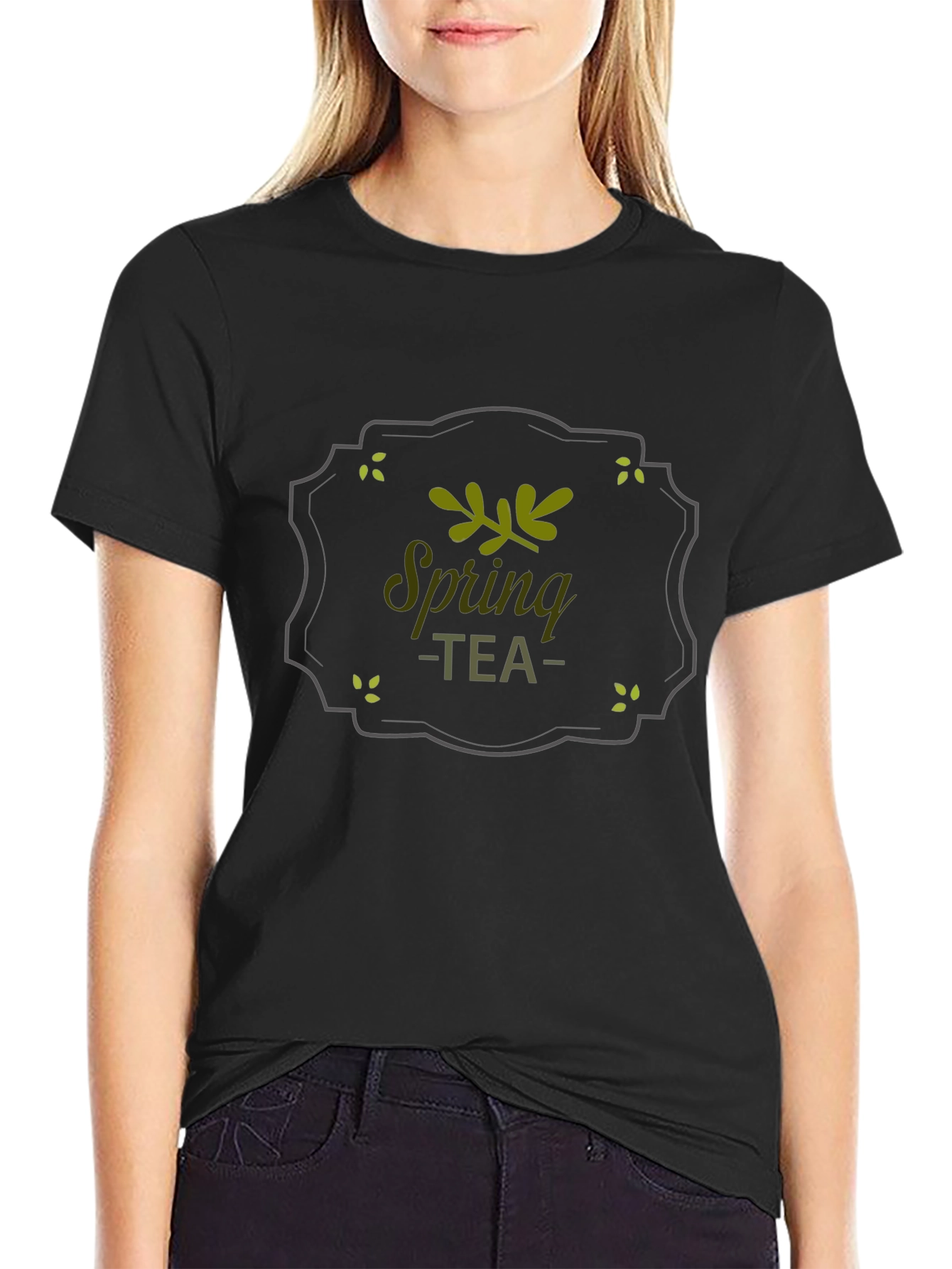 Spring Tea Graphic T-Shirt - Black