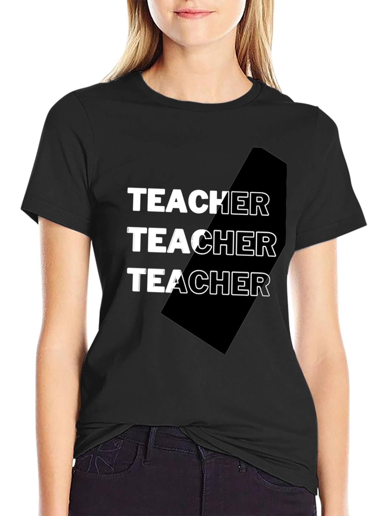 Teacher Graphic Tee - Black Cotton Blend T-Shirt
