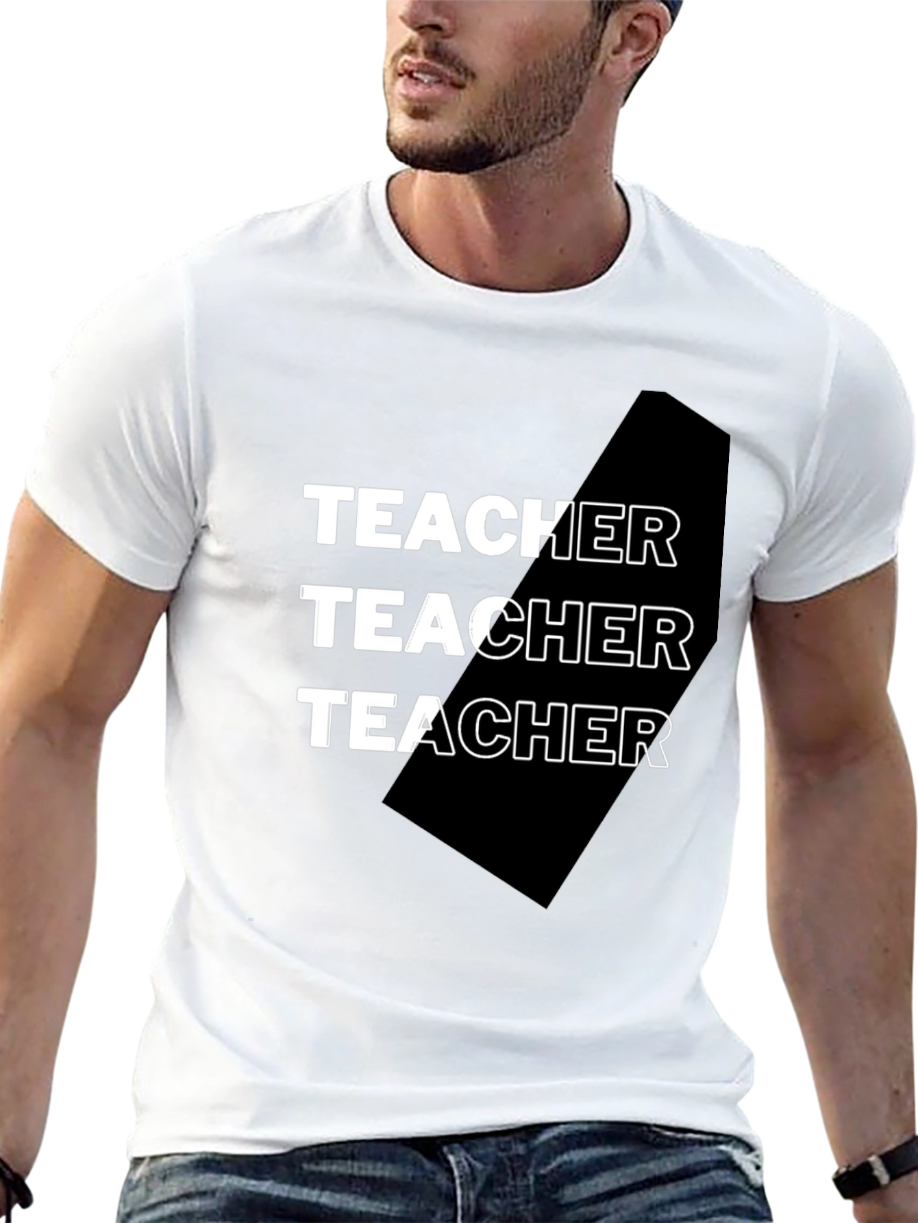 Teacher Graphic Tee - Black Cotton Blend T-Shirt