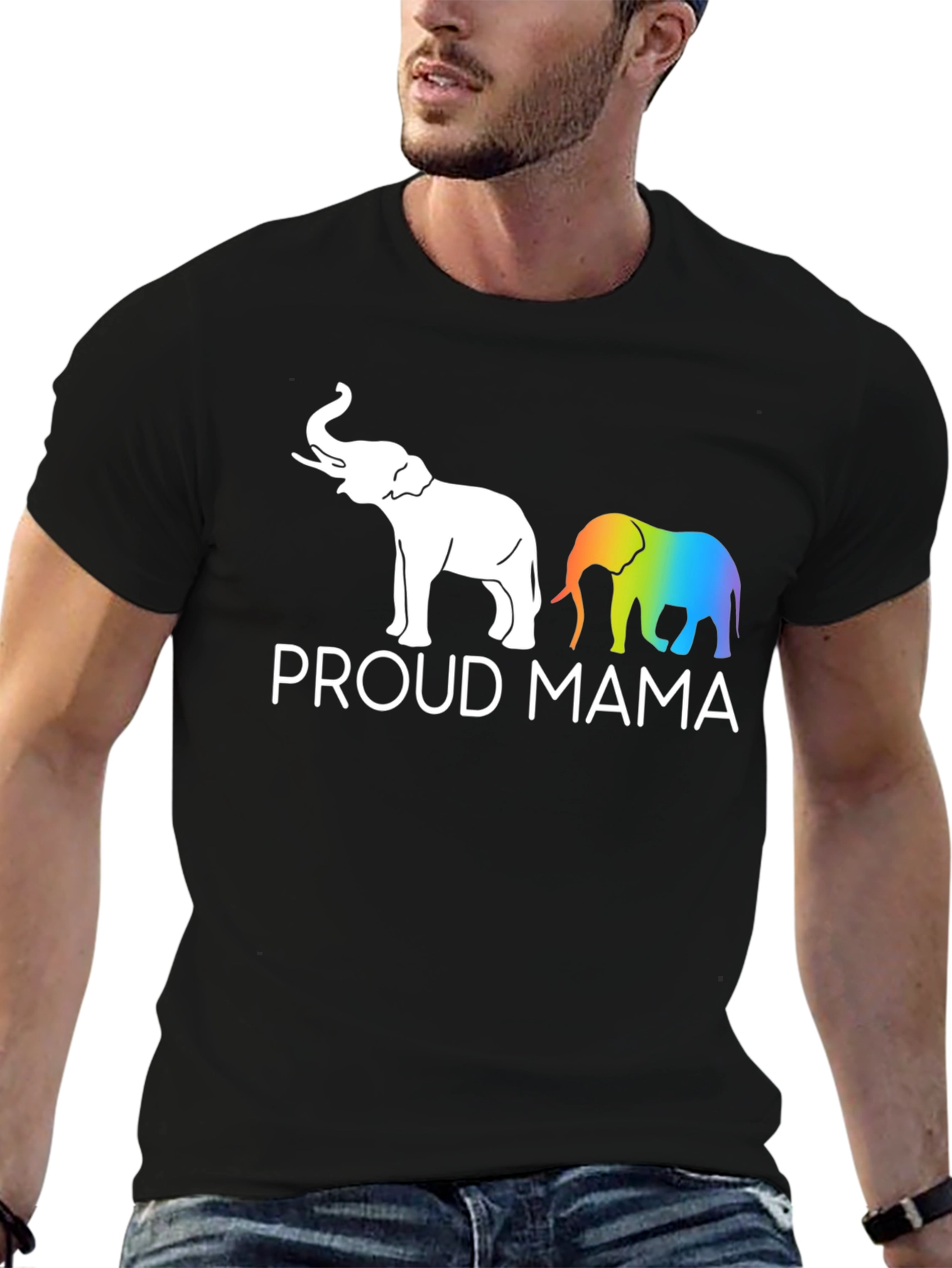 Proud Mama Elephant Graphic Tee - Black Unisex T-Shirt