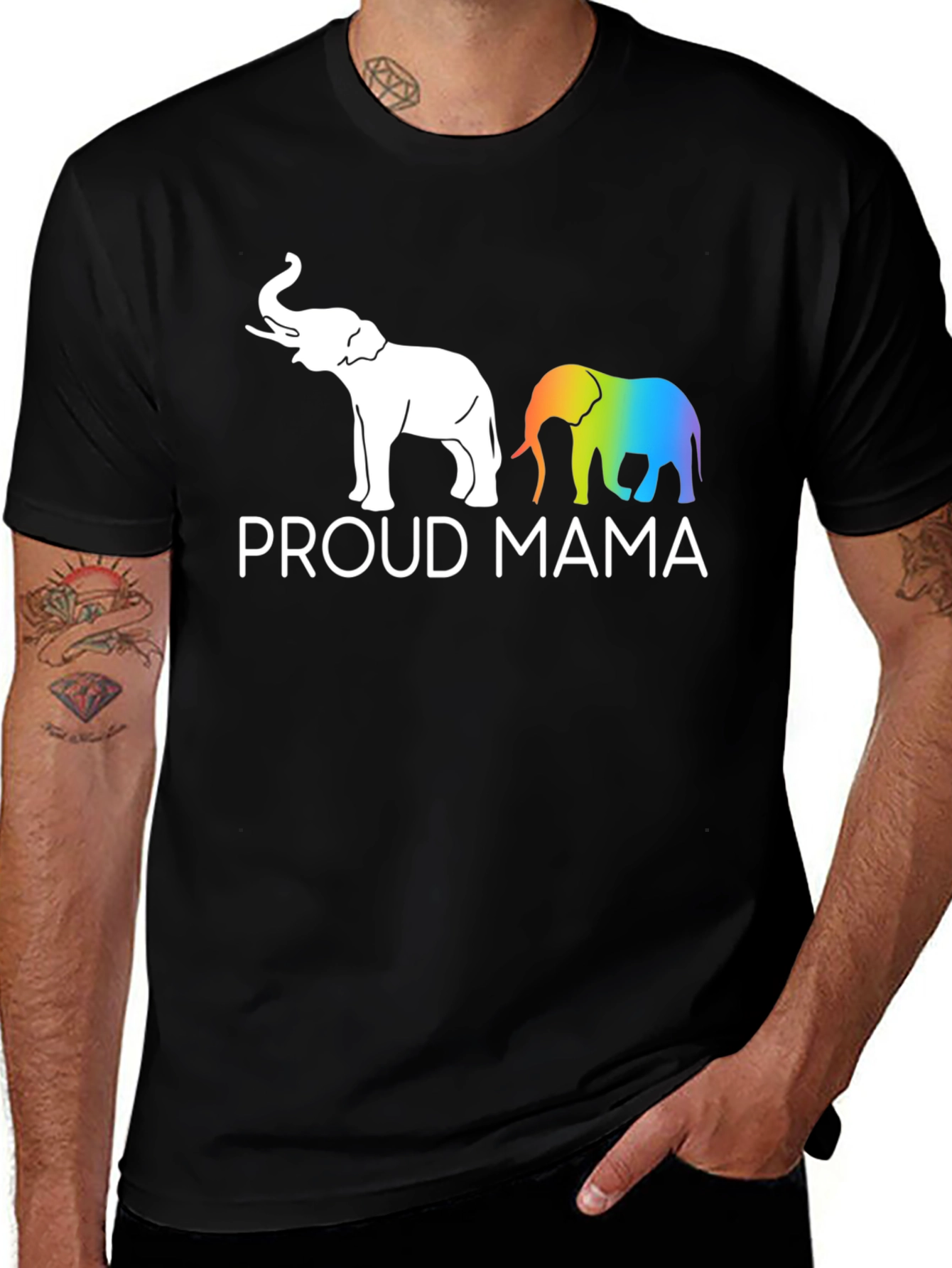 Proud Mama Elephant Graphic Tee - Black Unisex T-Shirt