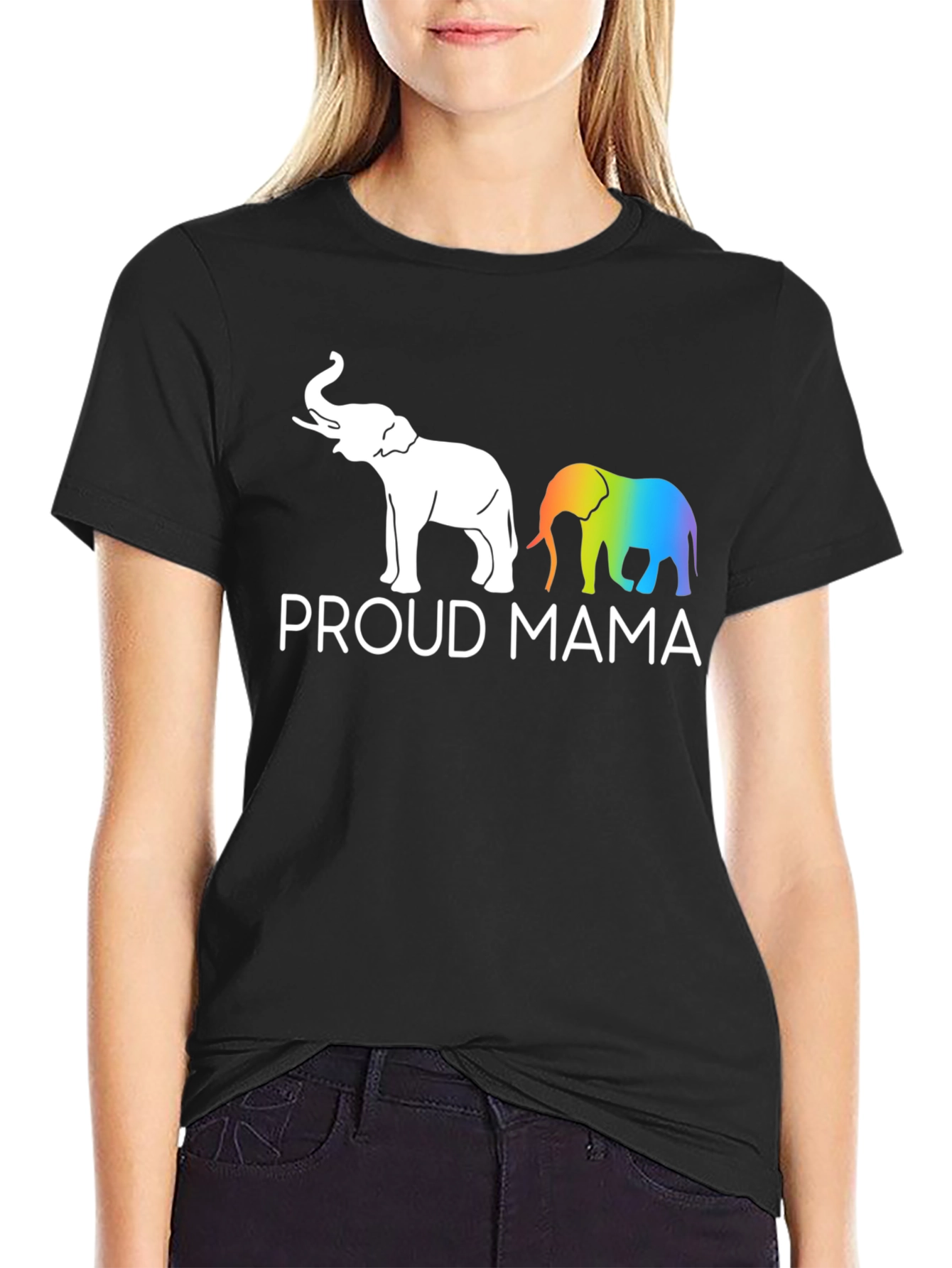 Proud Mama Elephant Graphic Tee - Black Unisex T-Shirt