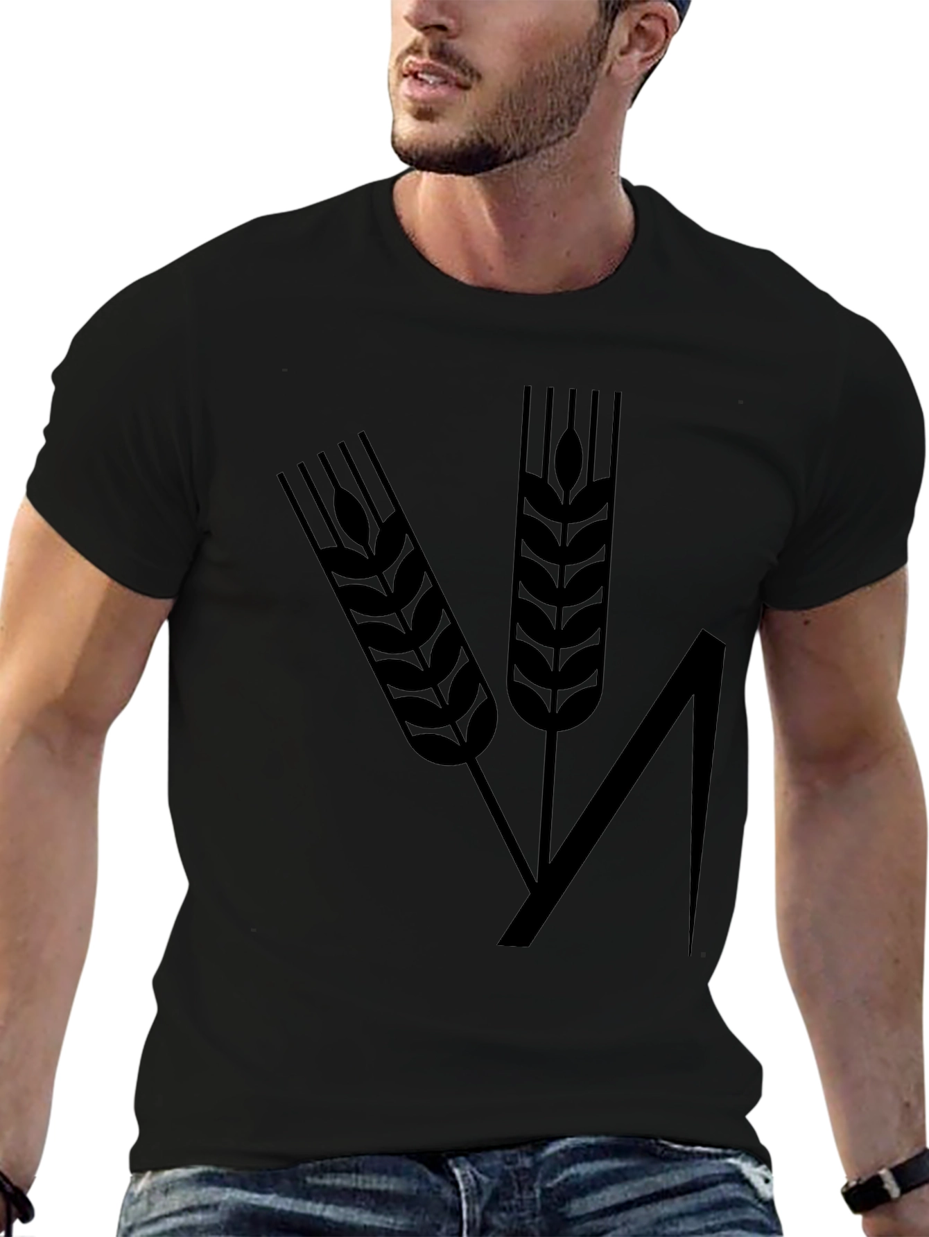 Wheat Design Black T-Shirt