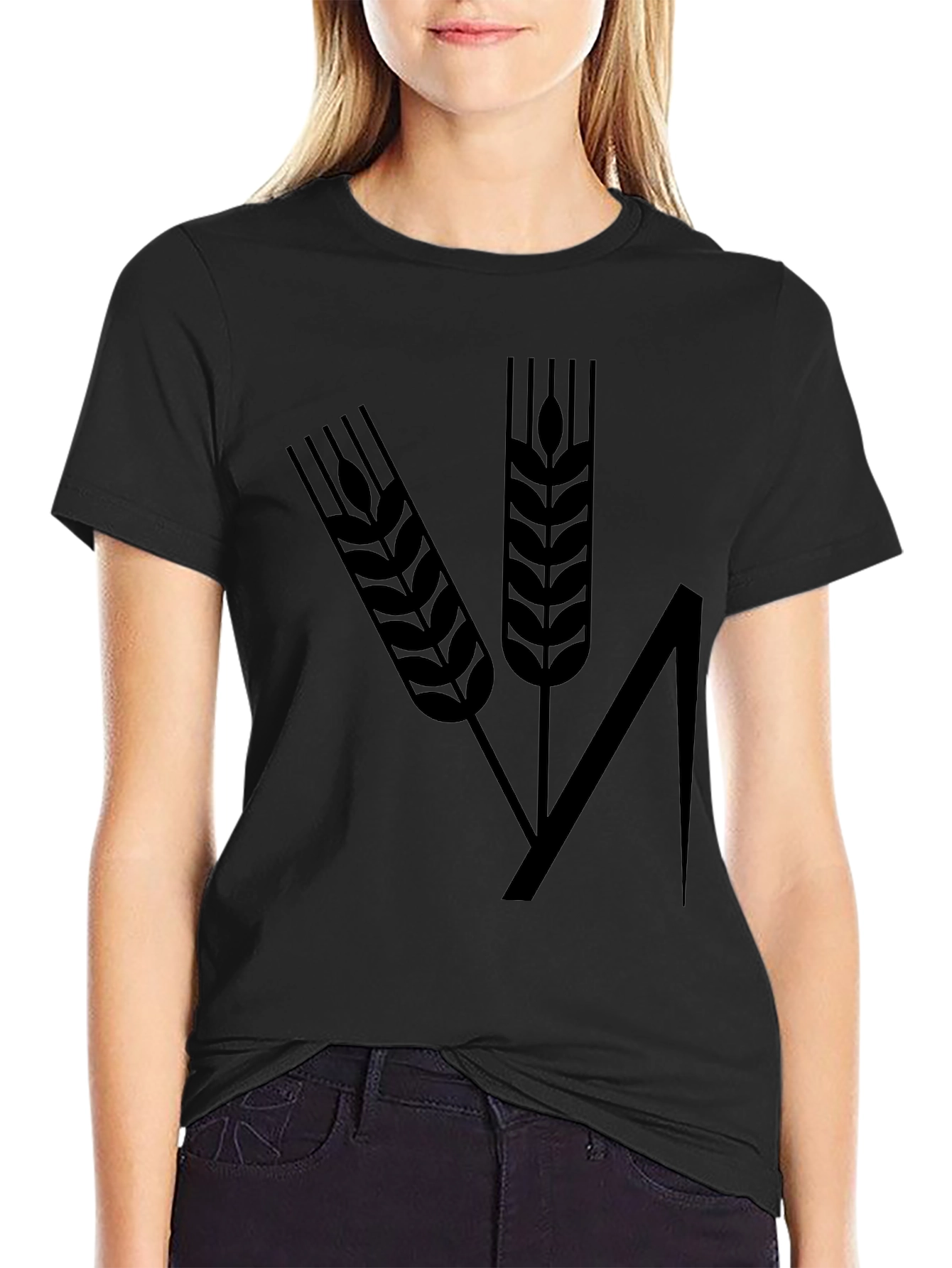 Wheat Design Black T-Shirt