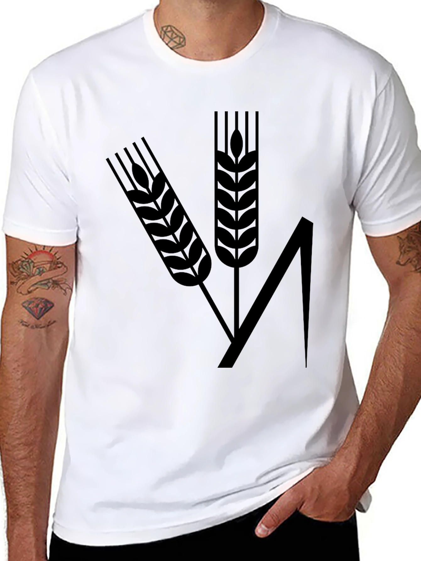 Wheat Design Black T-Shirt