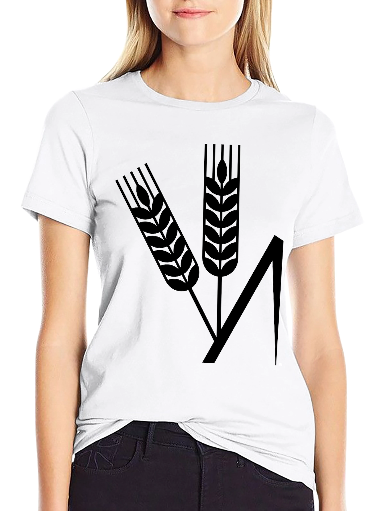 Wheat Design Black T-Shirt