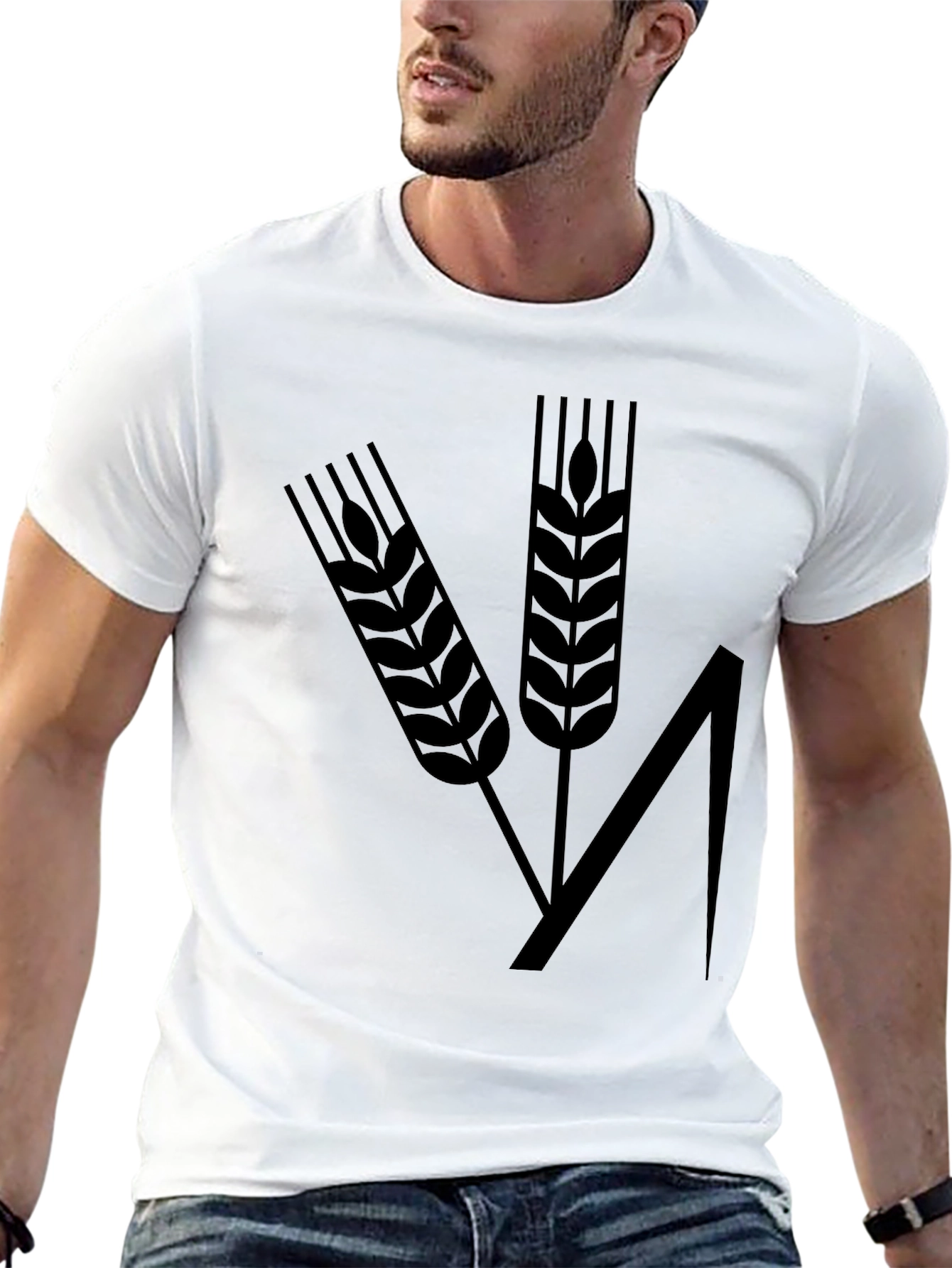 Wheat Design Black T-Shirt