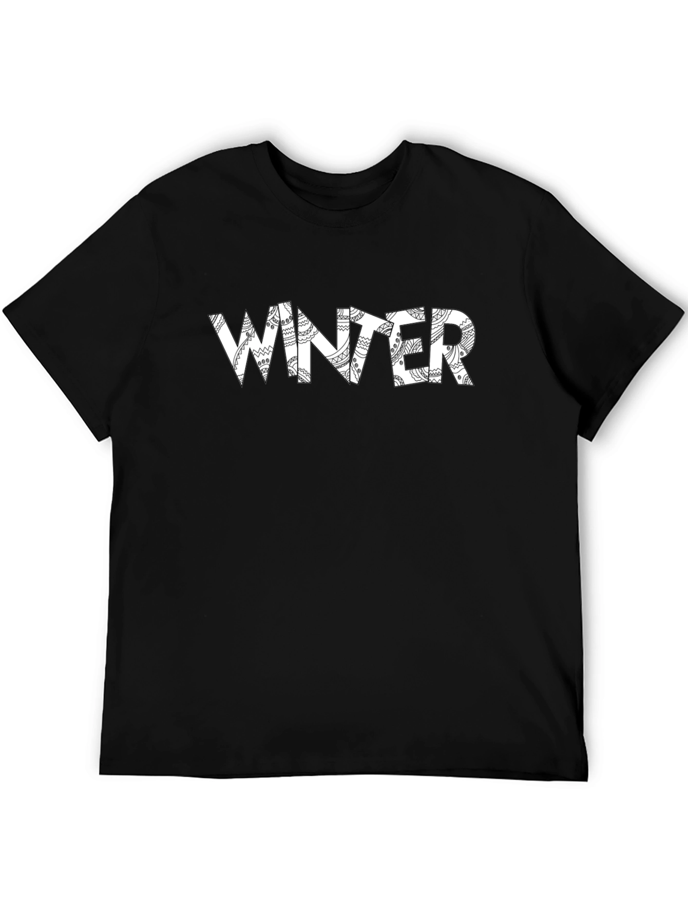Winter Graphic Print Black T-Shirt
