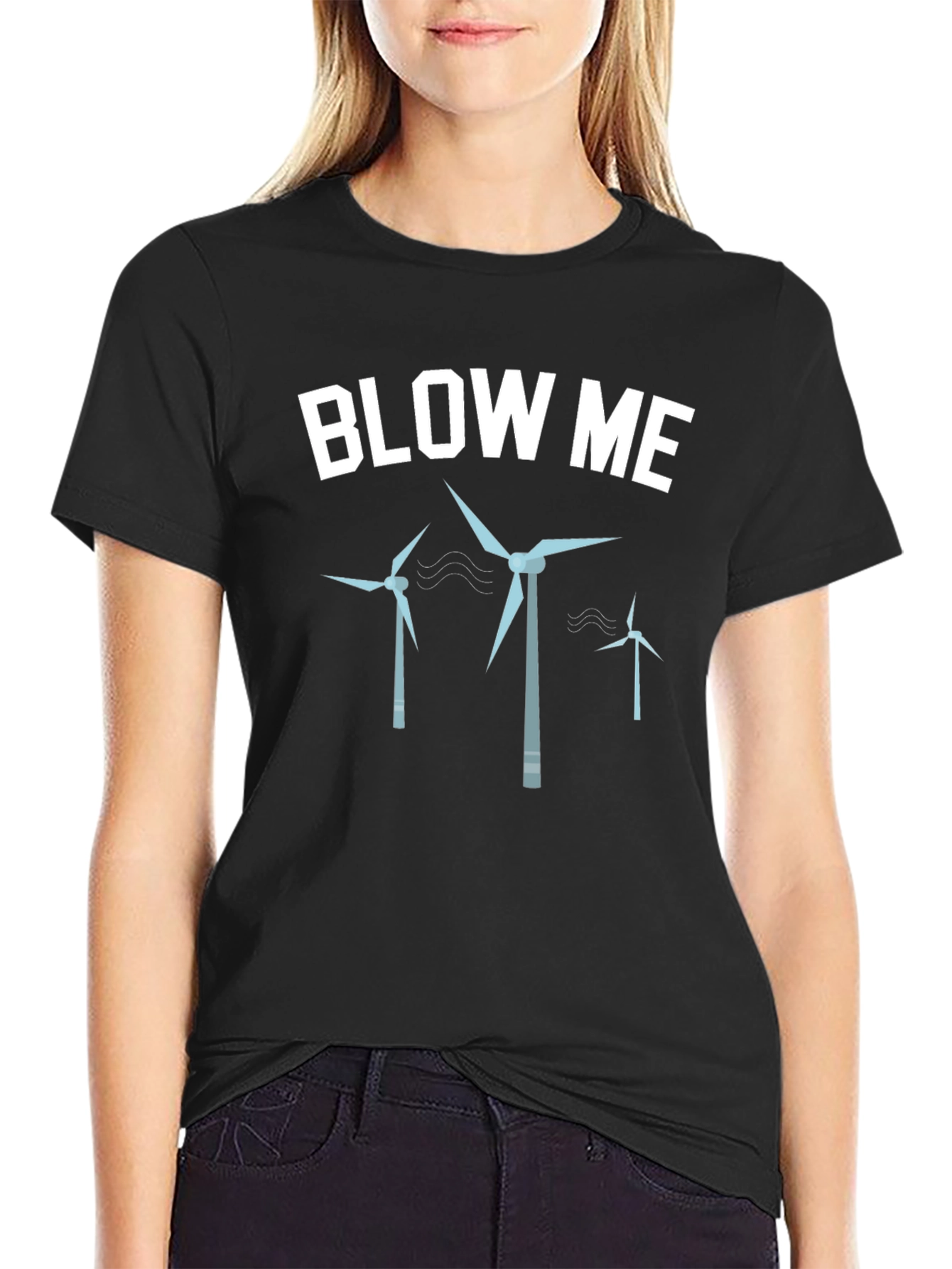 Blow Me Wind Turbines Graphic Tee - Black