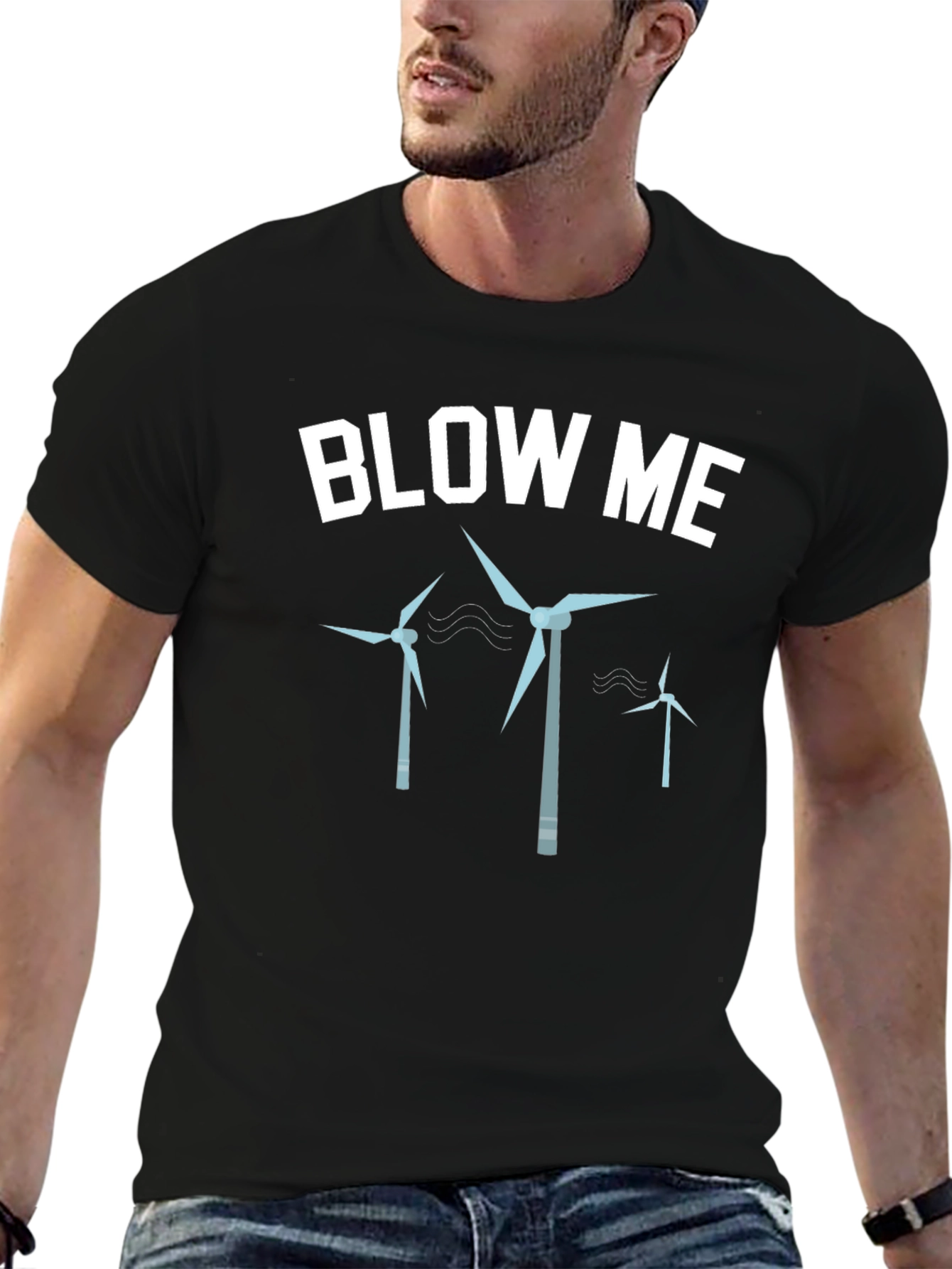Blow Me Wind Turbines Graphic Tee - Black