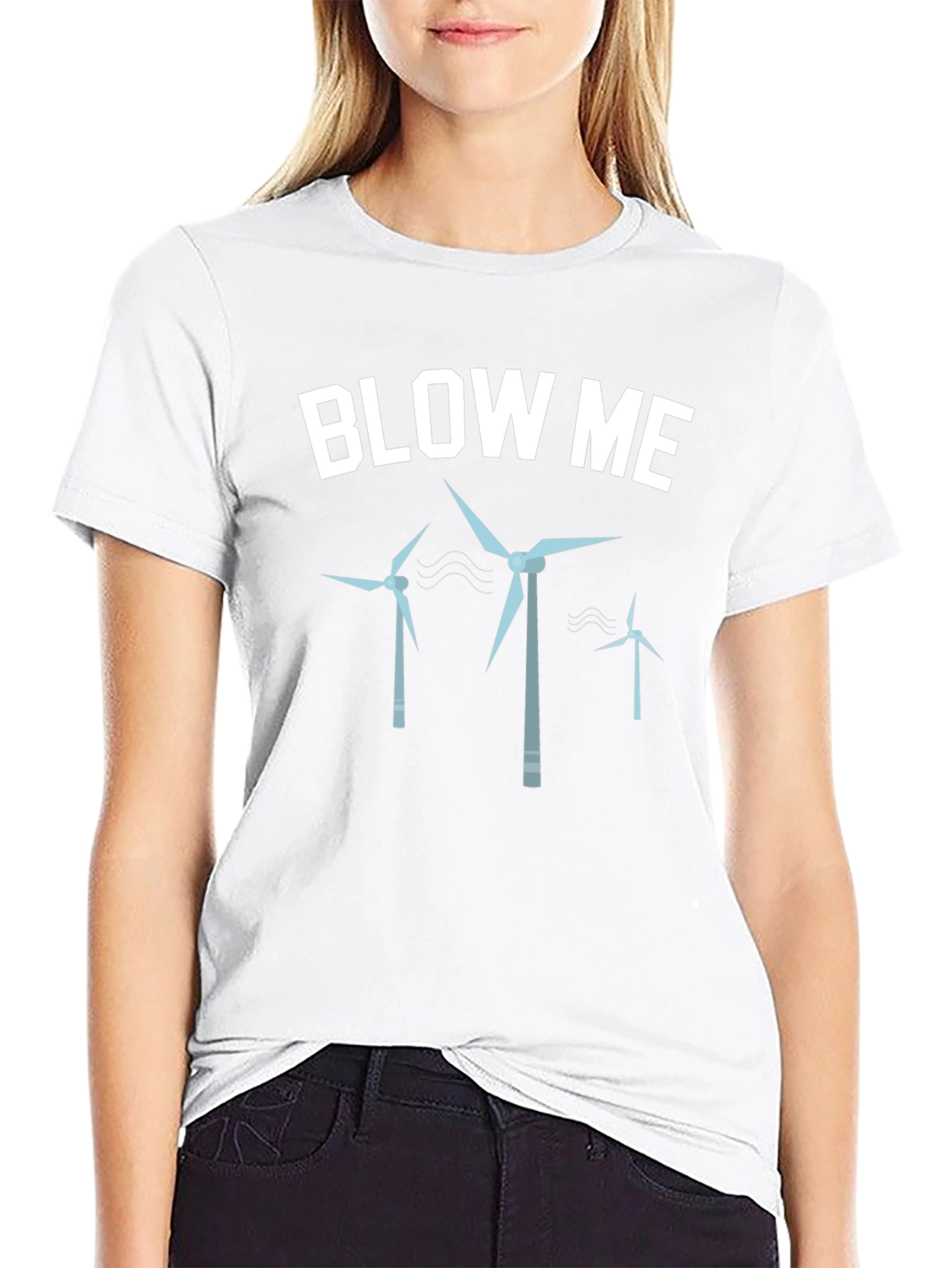 Blow Me Wind Turbines Graphic Tee - Black
