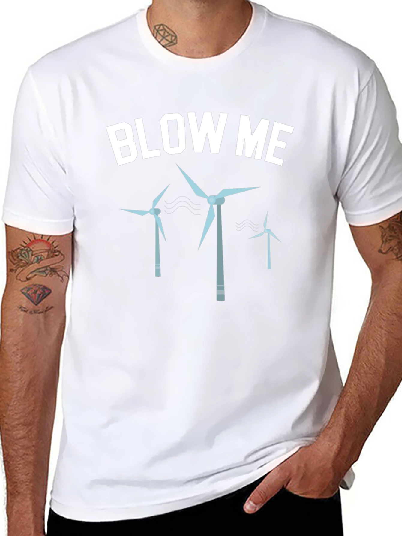 Blow Me Wind Turbines Graphic Tee - Black