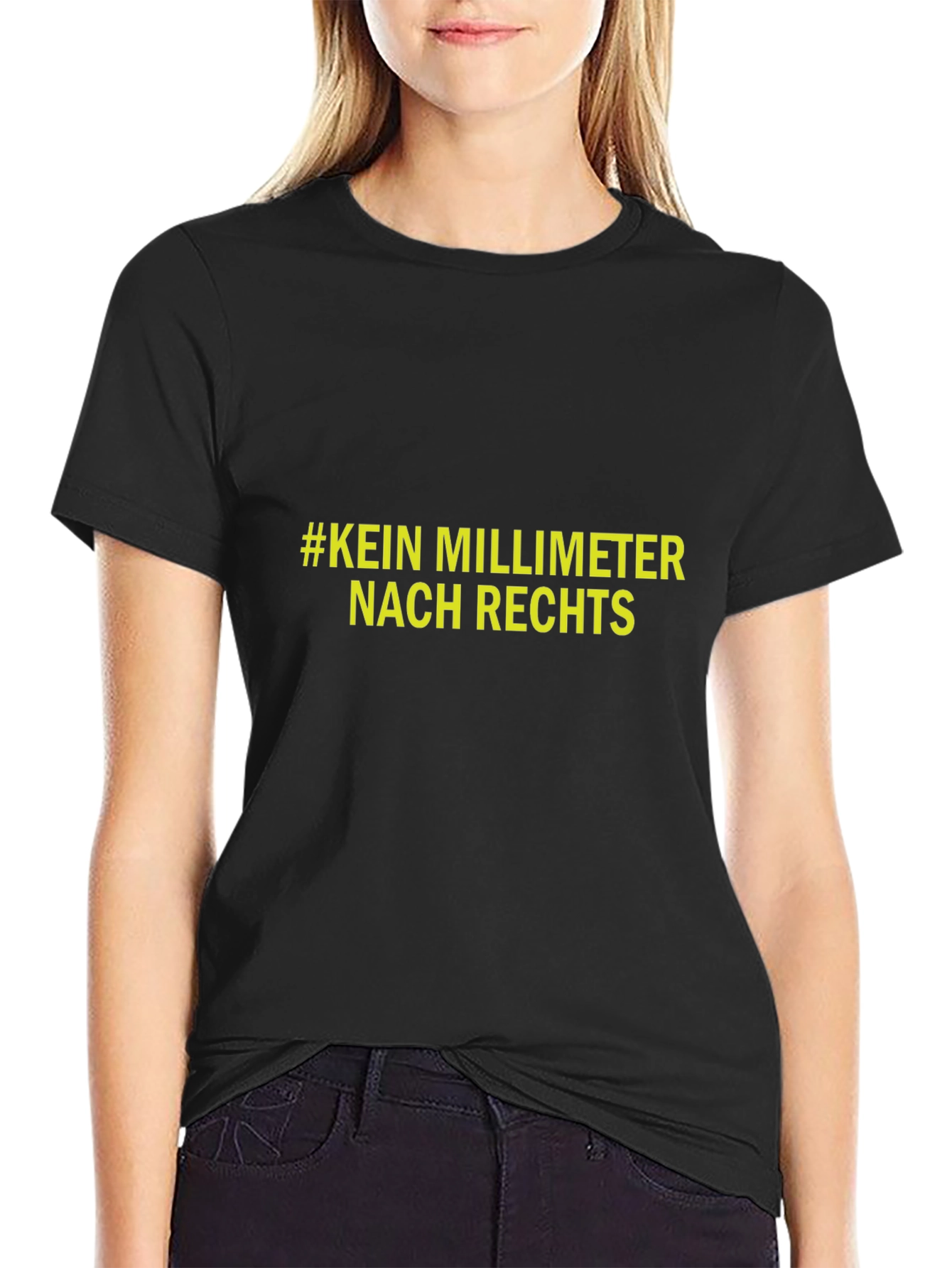 Statement T-Shirt: #KEIN MILLIMETER NACH RECHTS