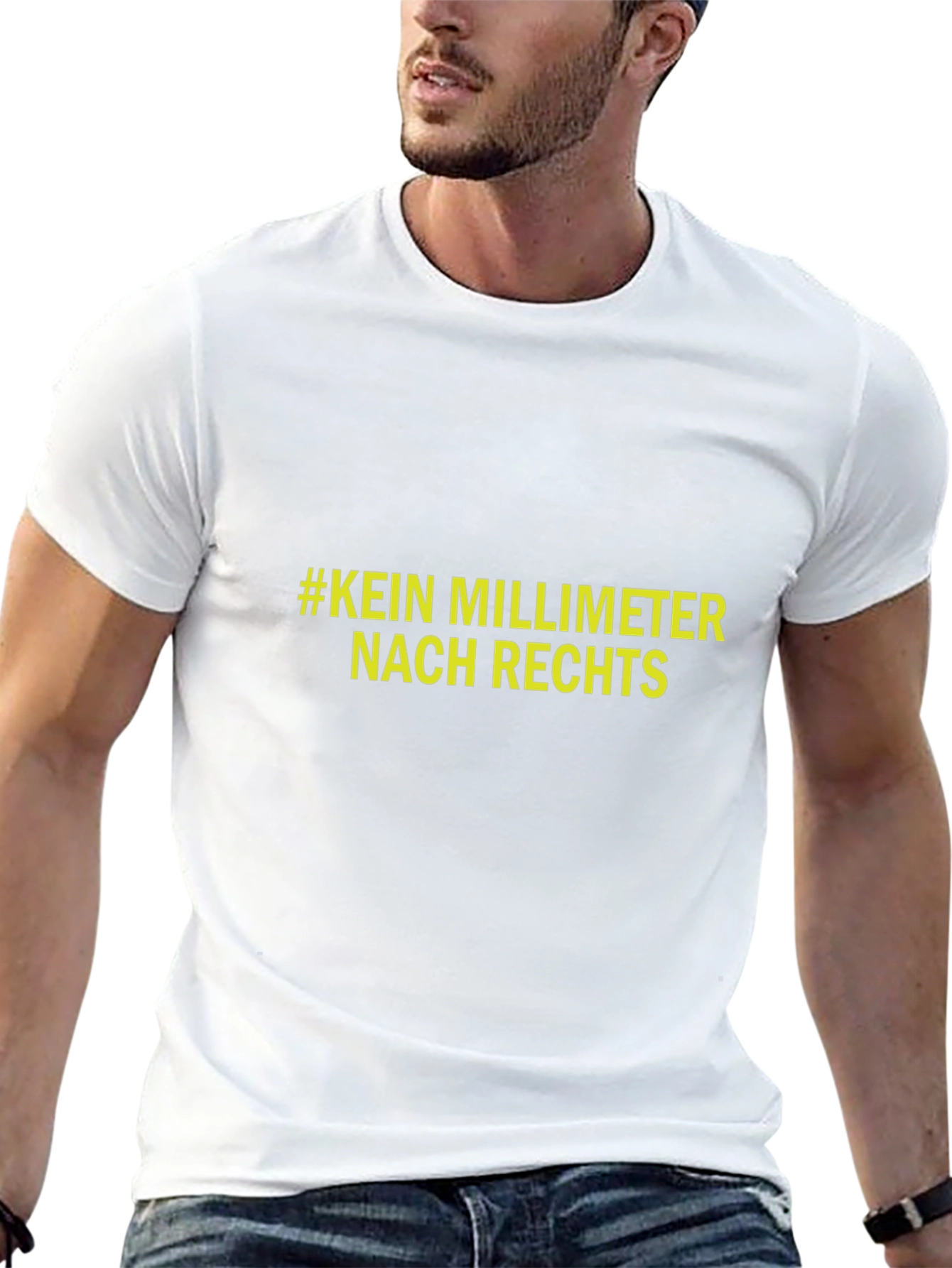 Statement T-Shirt: #KEIN MILLIMETER NACH RECHTS