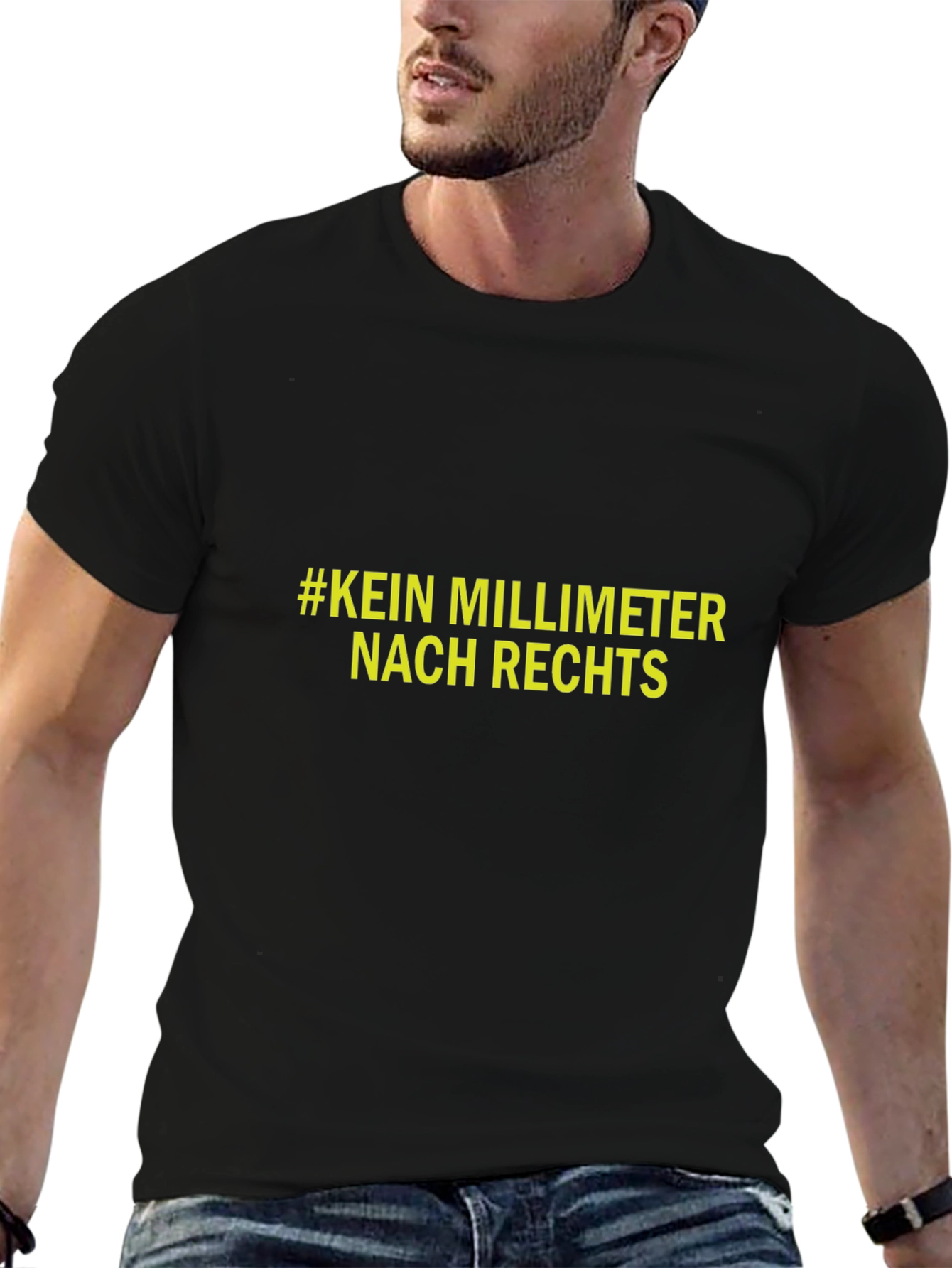 Statement T-Shirt: #KEIN MILLIMETER NACH RECHTS