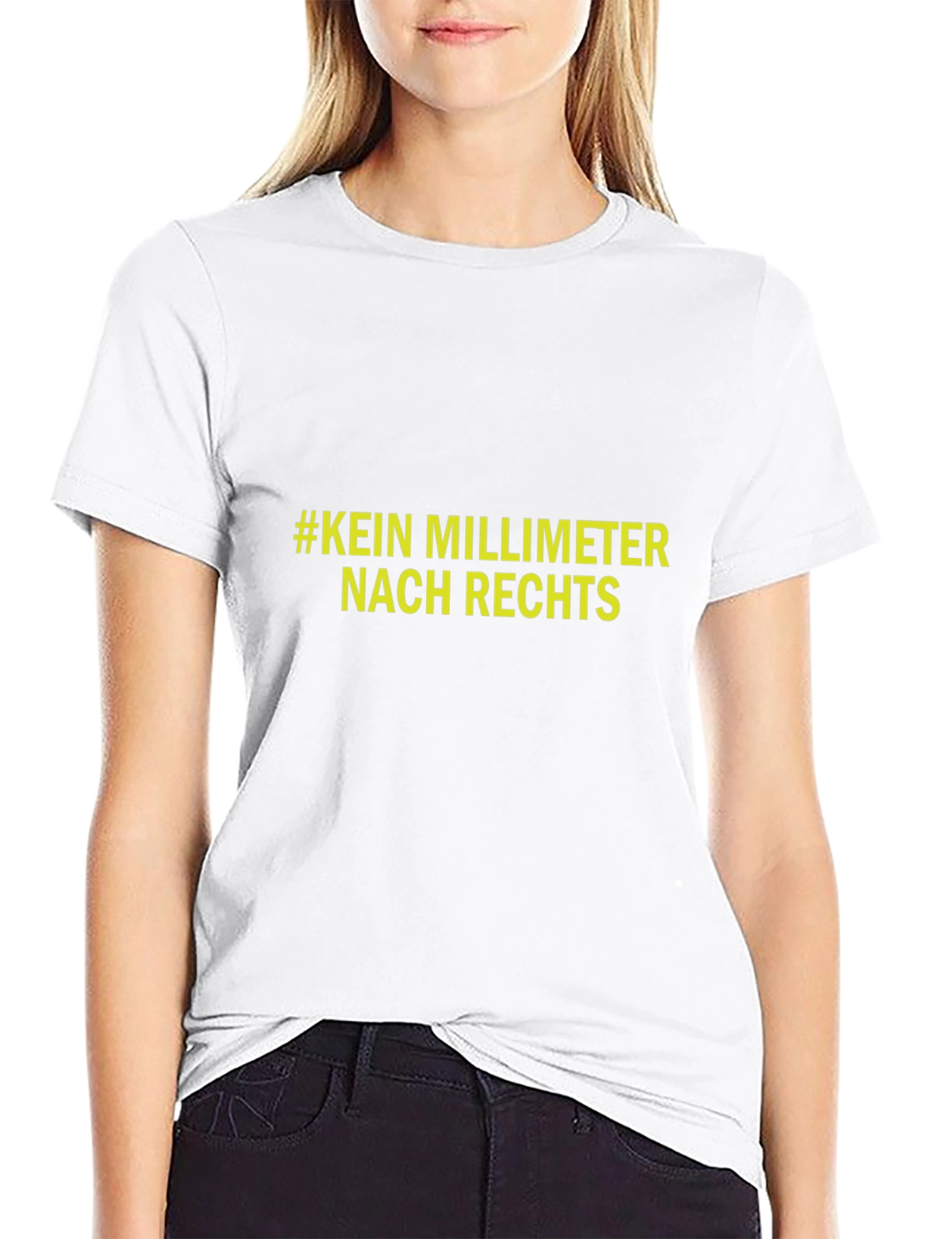 Statement T-Shirt: #KEIN MILLIMETER NACH RECHTS