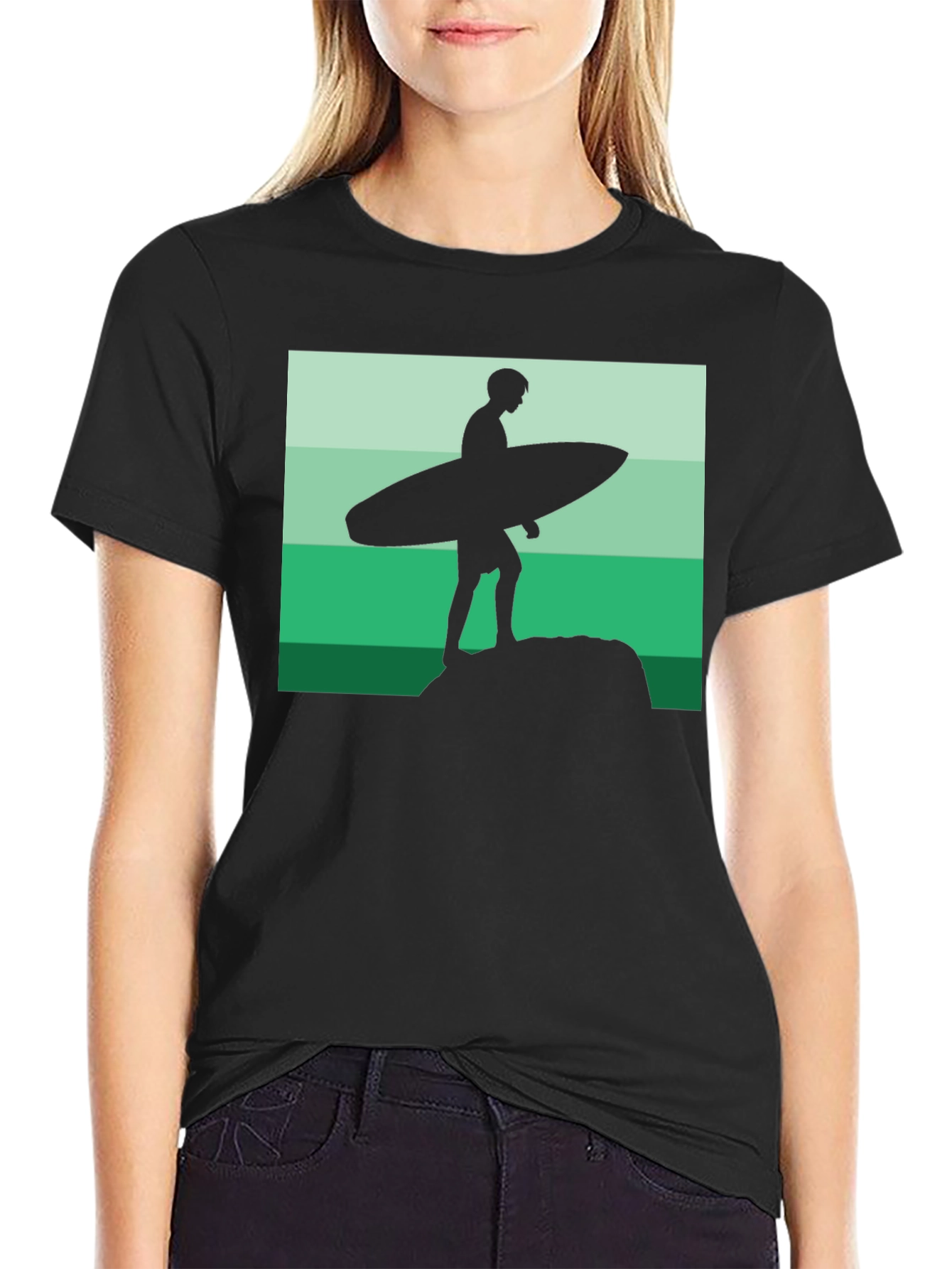 Surfer Silhouette Graphic Tee - Cool Beach Vibes!