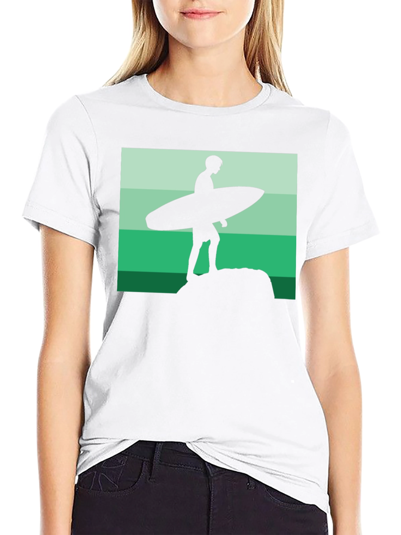 Surfer Silhouette Graphic Tee - Cool Beach Vibes!
