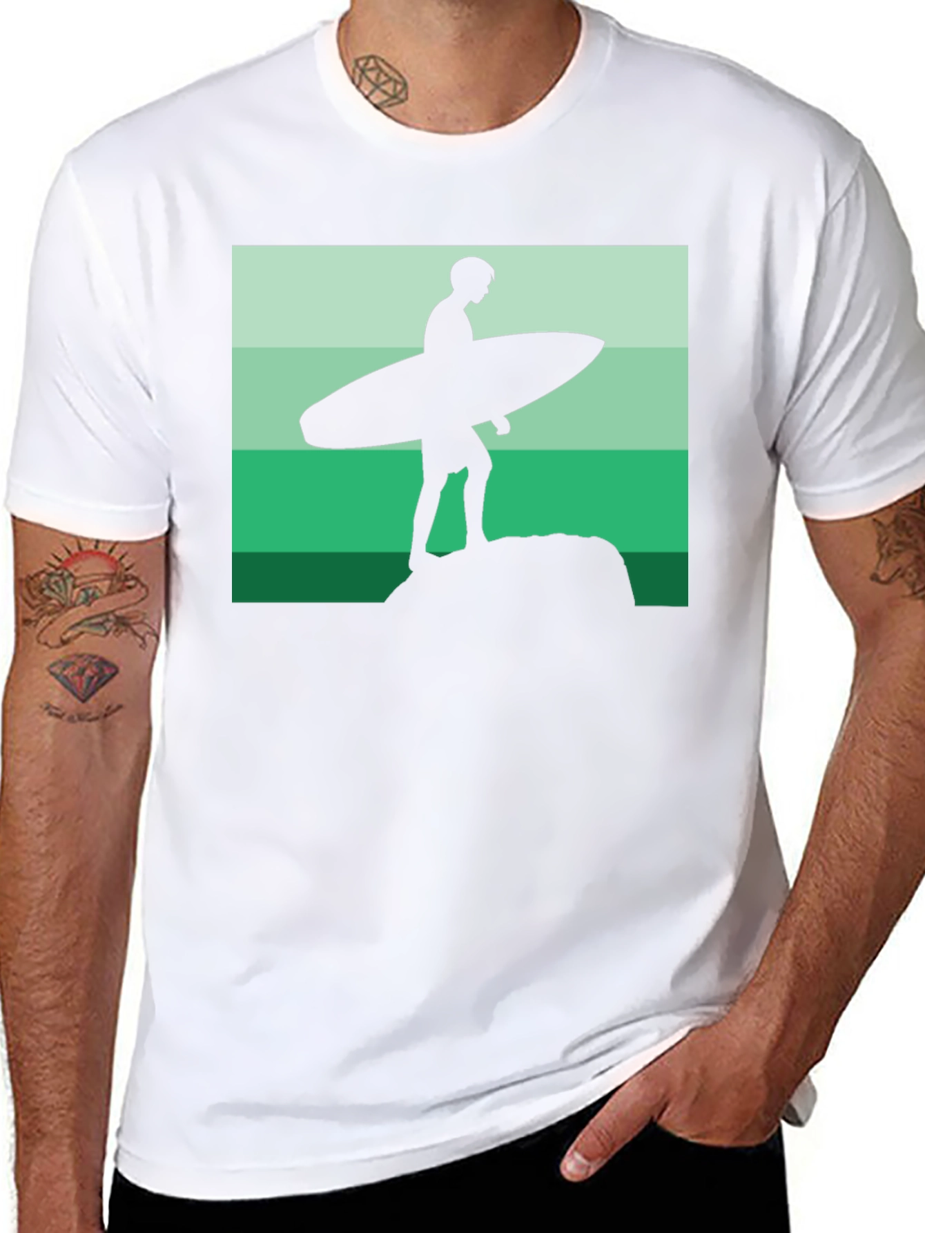 Surfer Silhouette Graphic Tee - Cool Beach Vibes!
