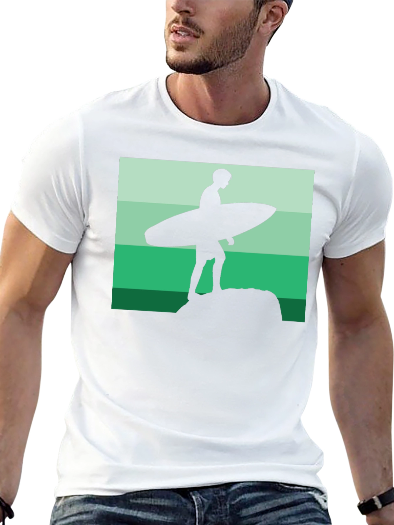 Surfer Silhouette Graphic Tee - Cool Beach Vibes!