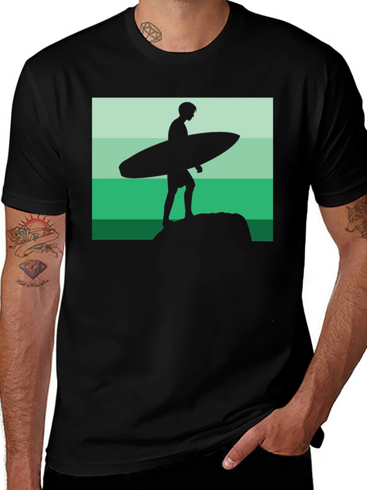 Surfer Silhouette Graphic Tee - Cool Beach Vibes!