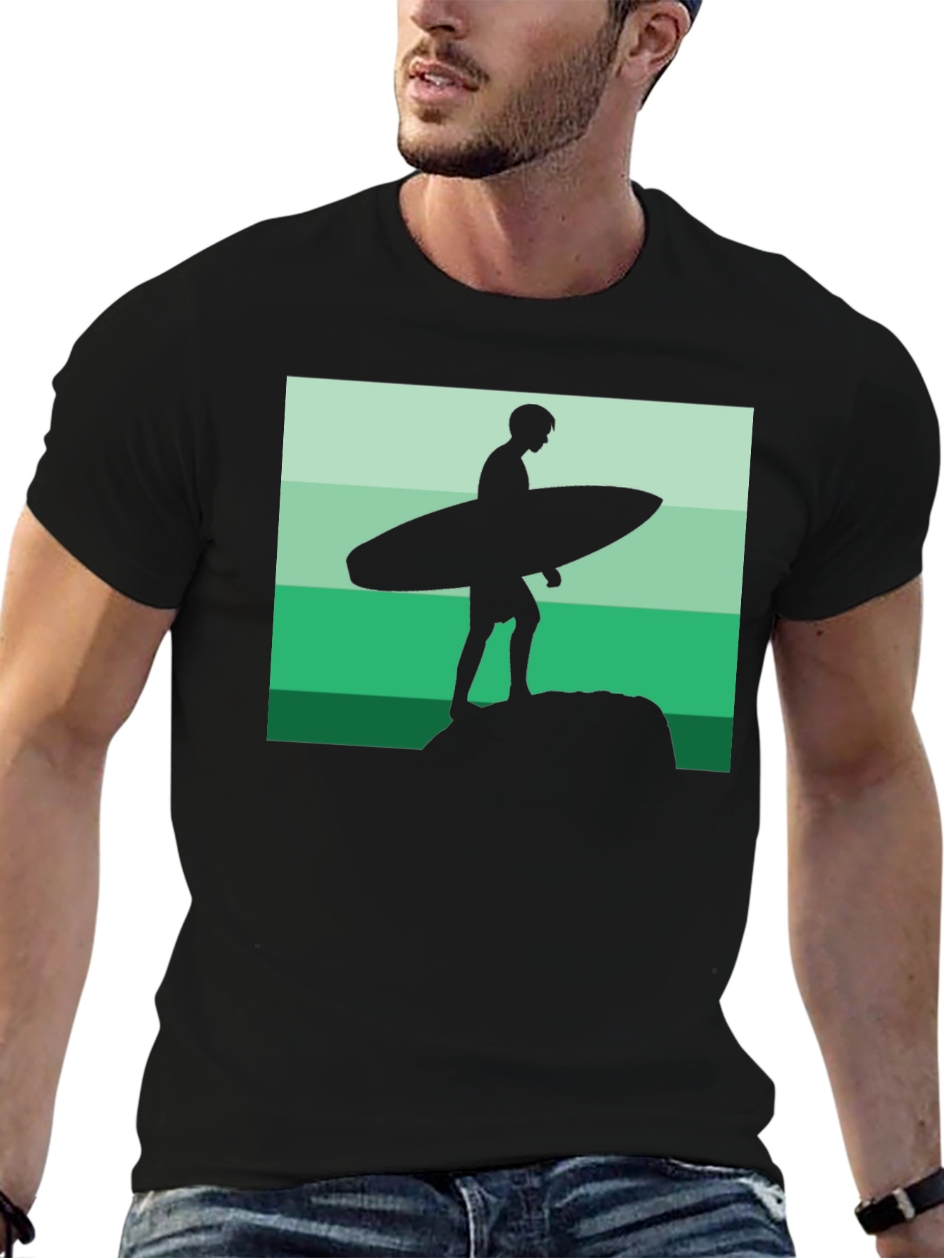 Surfer Silhouette Graphic Tee - Cool Beach Vibes!