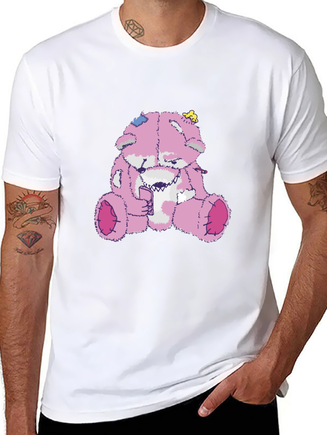 Creepy Pink Teddy Bear Graphic Tee