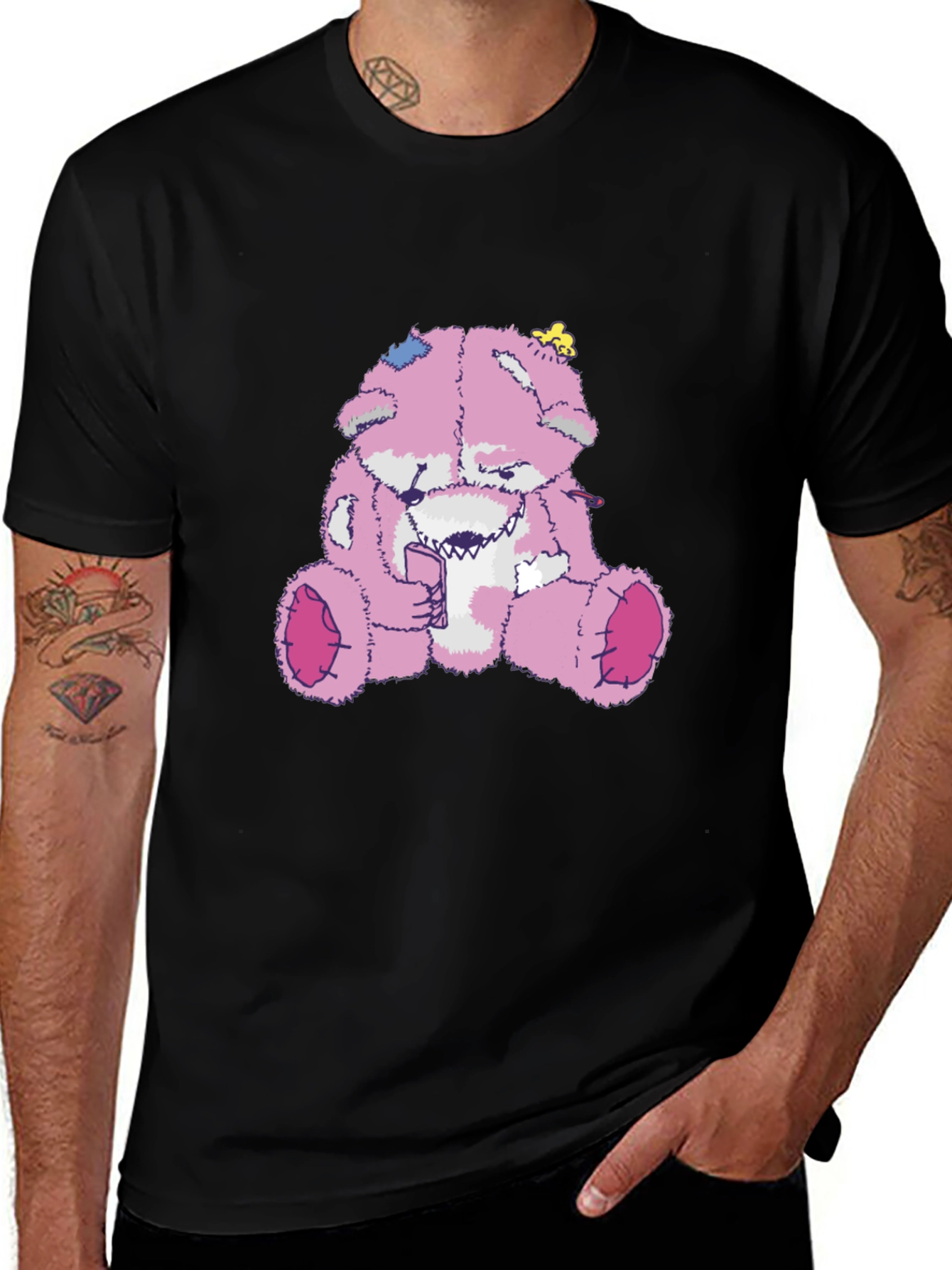 Creepy Pink Teddy Bear Graphic Tee