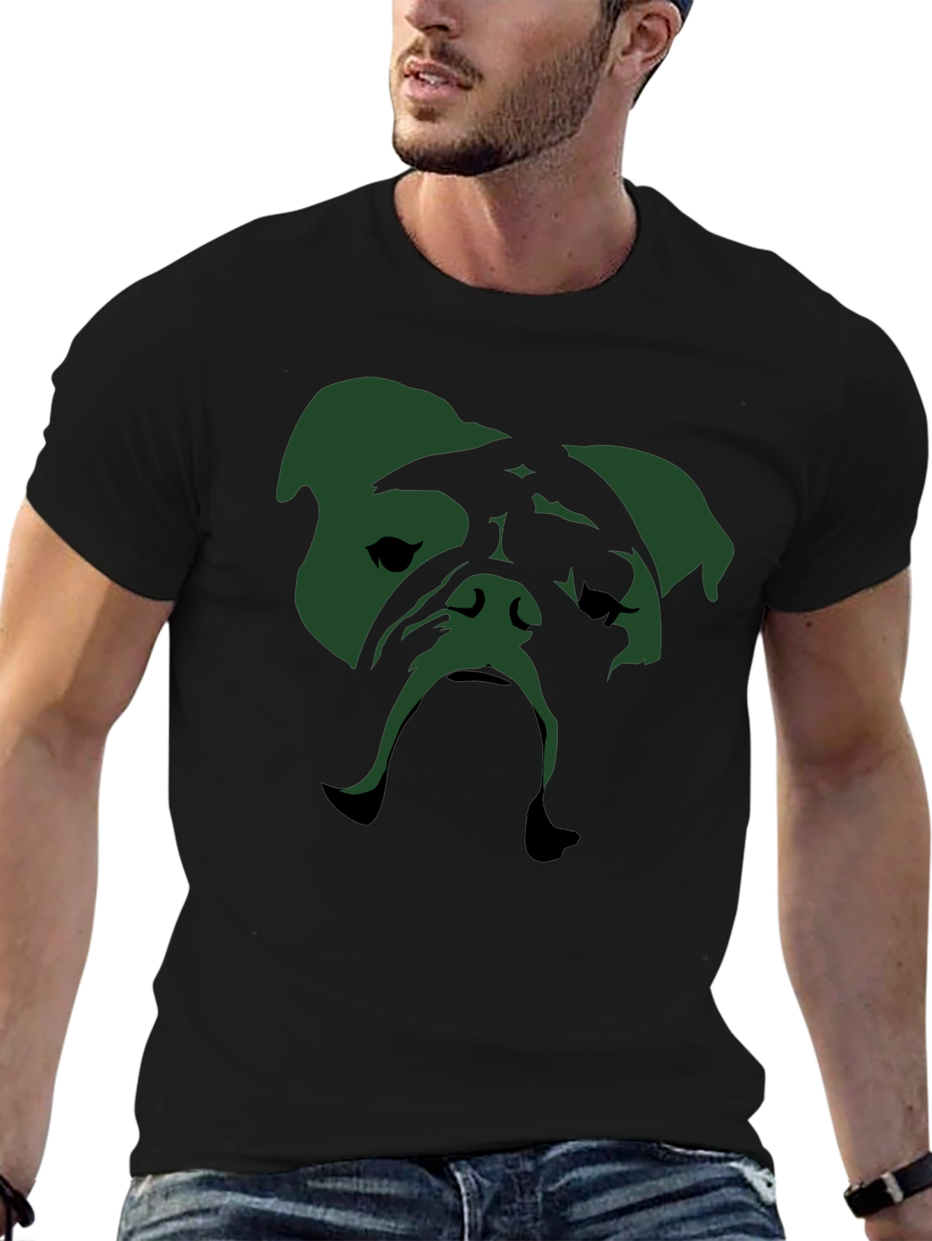 Bulldog Graphic Tee - Mens Black Crew Neck T-Shirt