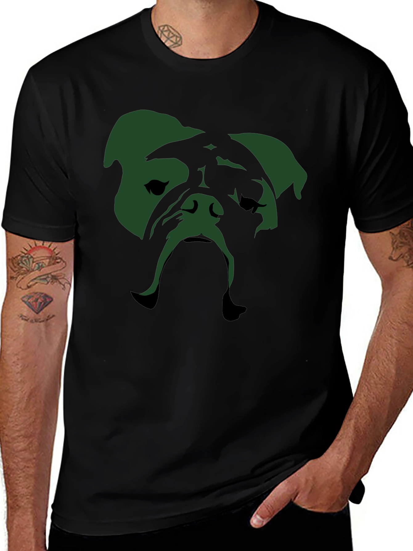 Bulldog Graphic Tee - Mens Black Crew Neck T-Shirt