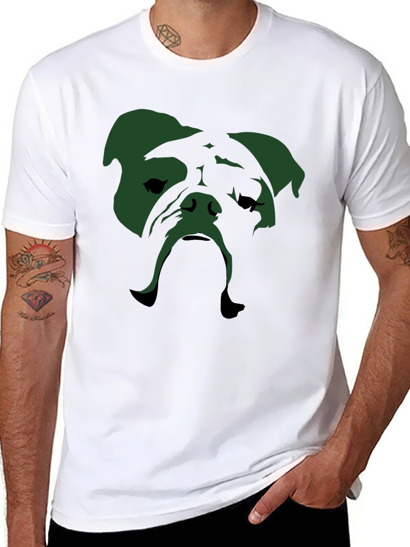 Bulldog Graphic Tee - Mens Black Crew Neck T-Shirt