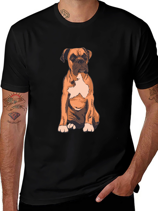 Boxer Dog Graphic Print T-Shirt - Casual Wear